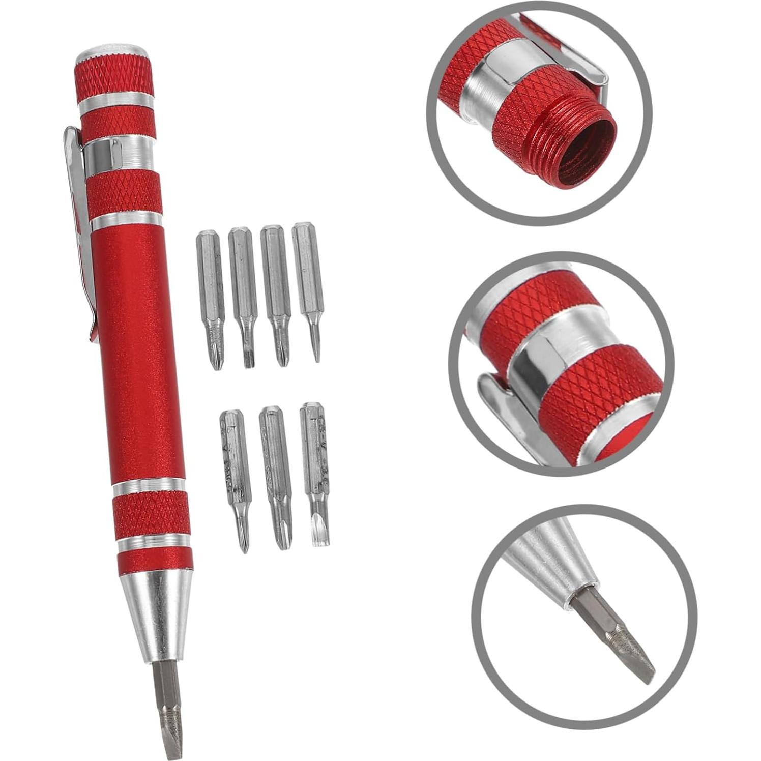 Juego de Destornilladores 8 en 1 VALICLUD Aluminio Rojo