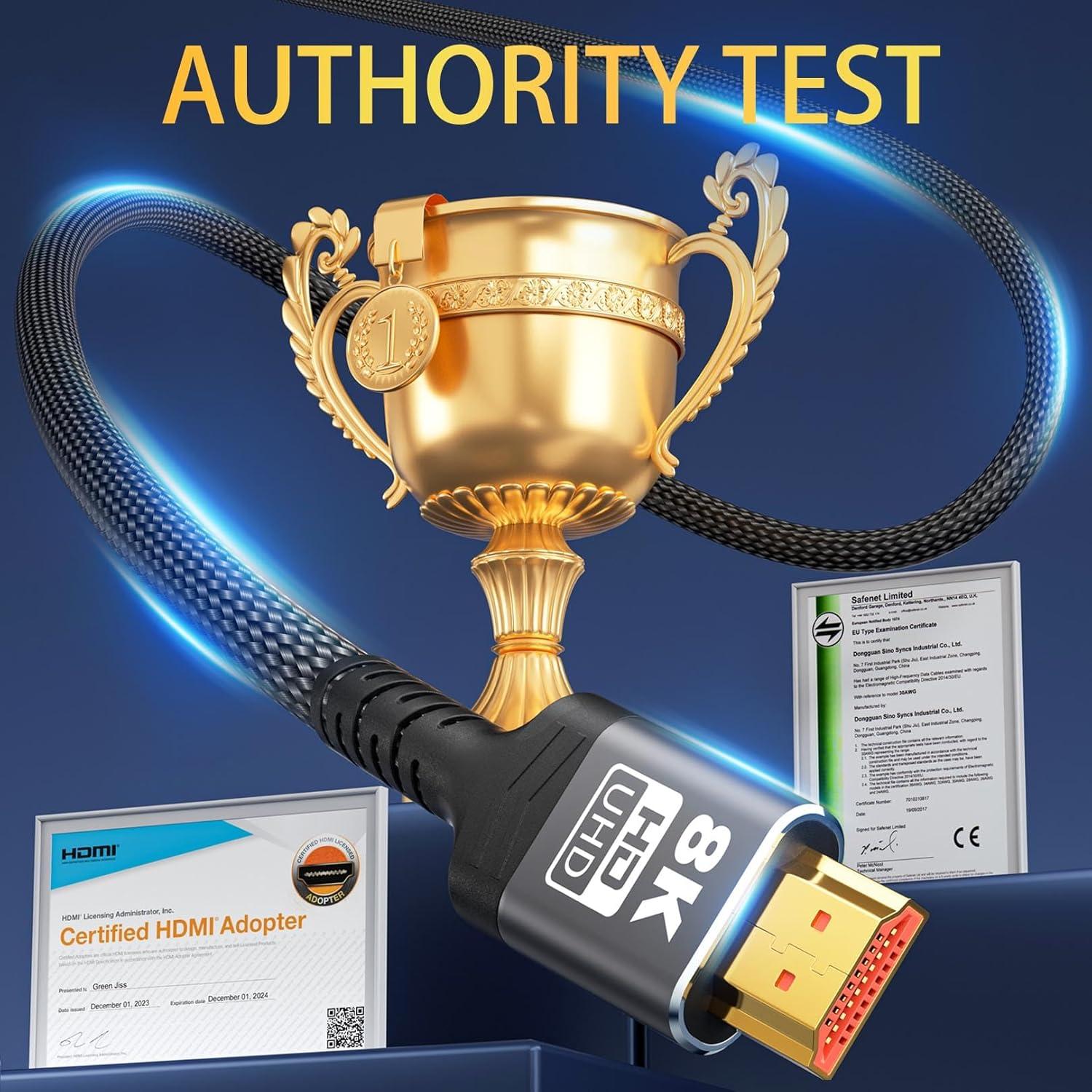 Cable HDMI 2.1 Green Jiss 1M Ultra Alta Velocidad 8K 60Hz