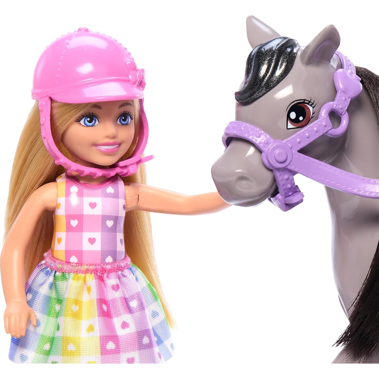 Conjunto Muñeca Barbie Chelsea y Pony Juguete 5x13x15cm