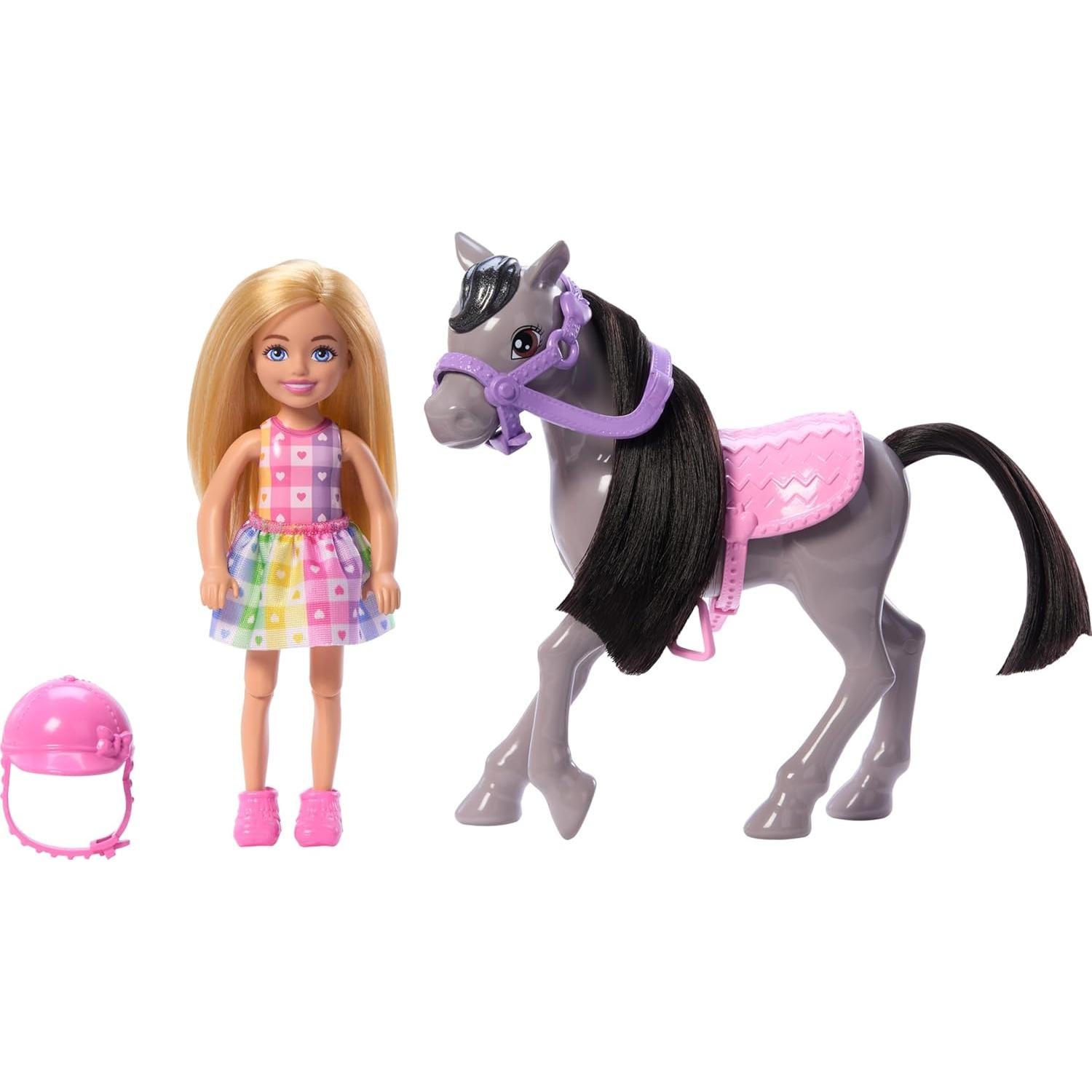 Conjunto Muñeca Barbie Chelsea y Pony Juguete 5x13x15cm