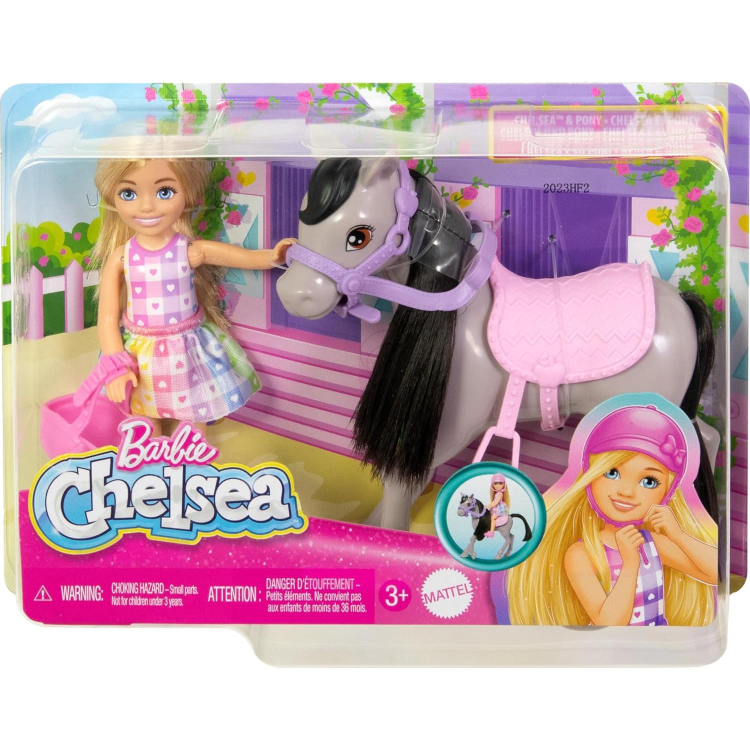 Conjunto Muñeca Barbie Chelsea y Pony Juguete 5x13x15cm