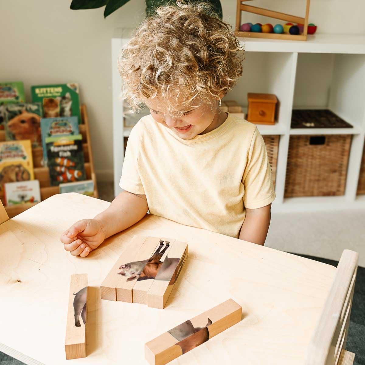 Rompecabezas de Madera Montessori 4 en 1 Animales de Granja
