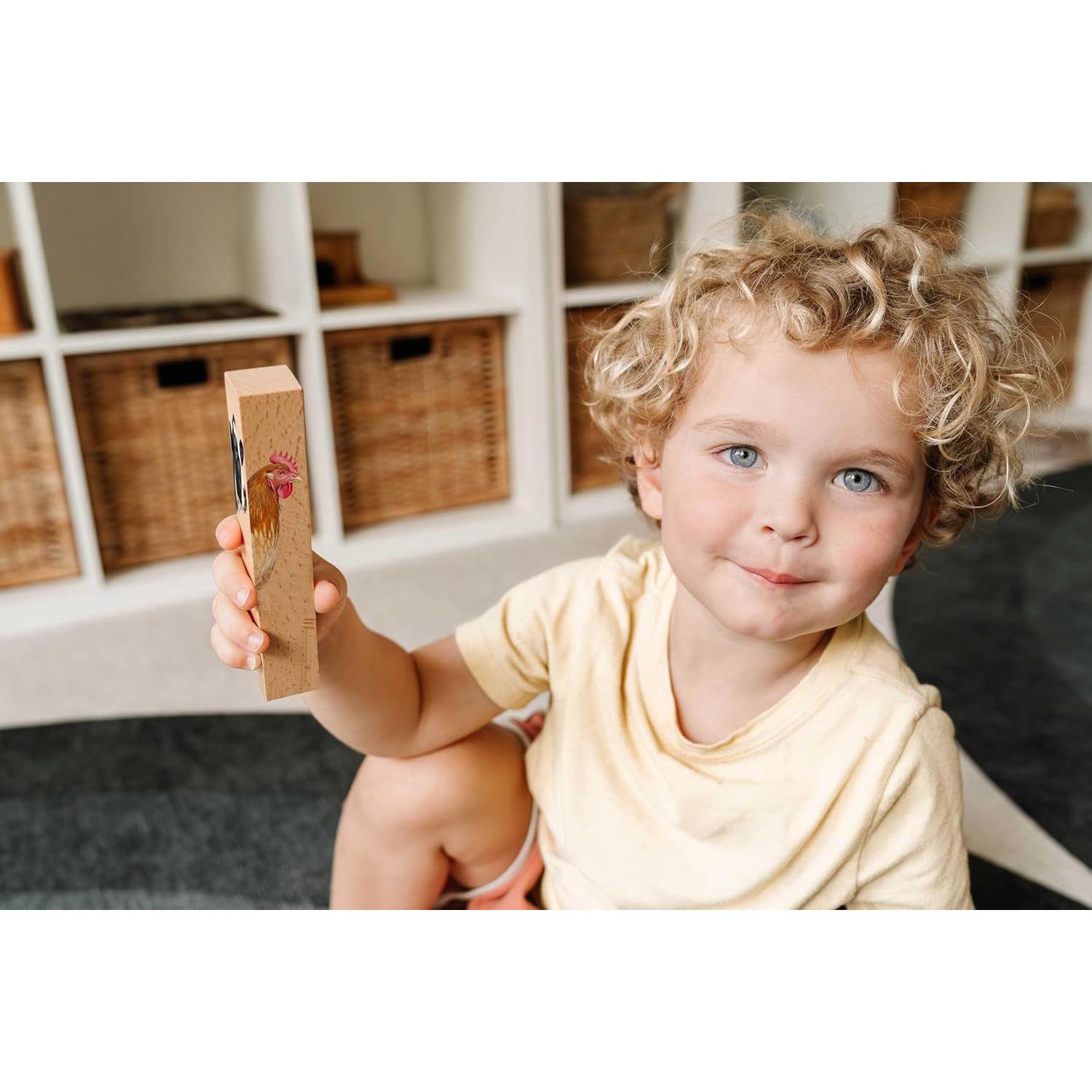 Rompecabezas de Madera Montessori 4 en 1 Animales de Granja