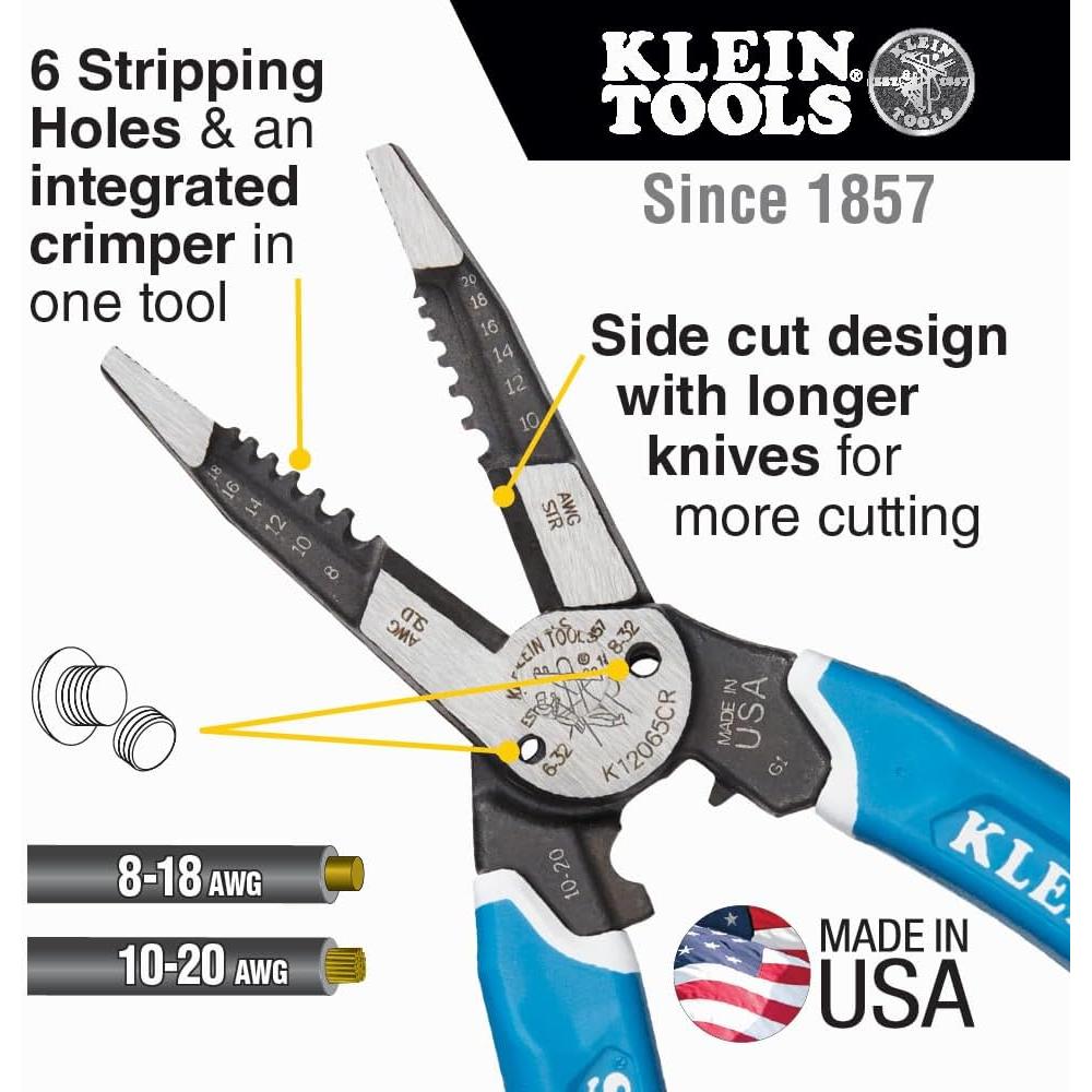 Klein Tools K12065CR Desforradora/Cortadora/Crimpadora 8-18 AWG