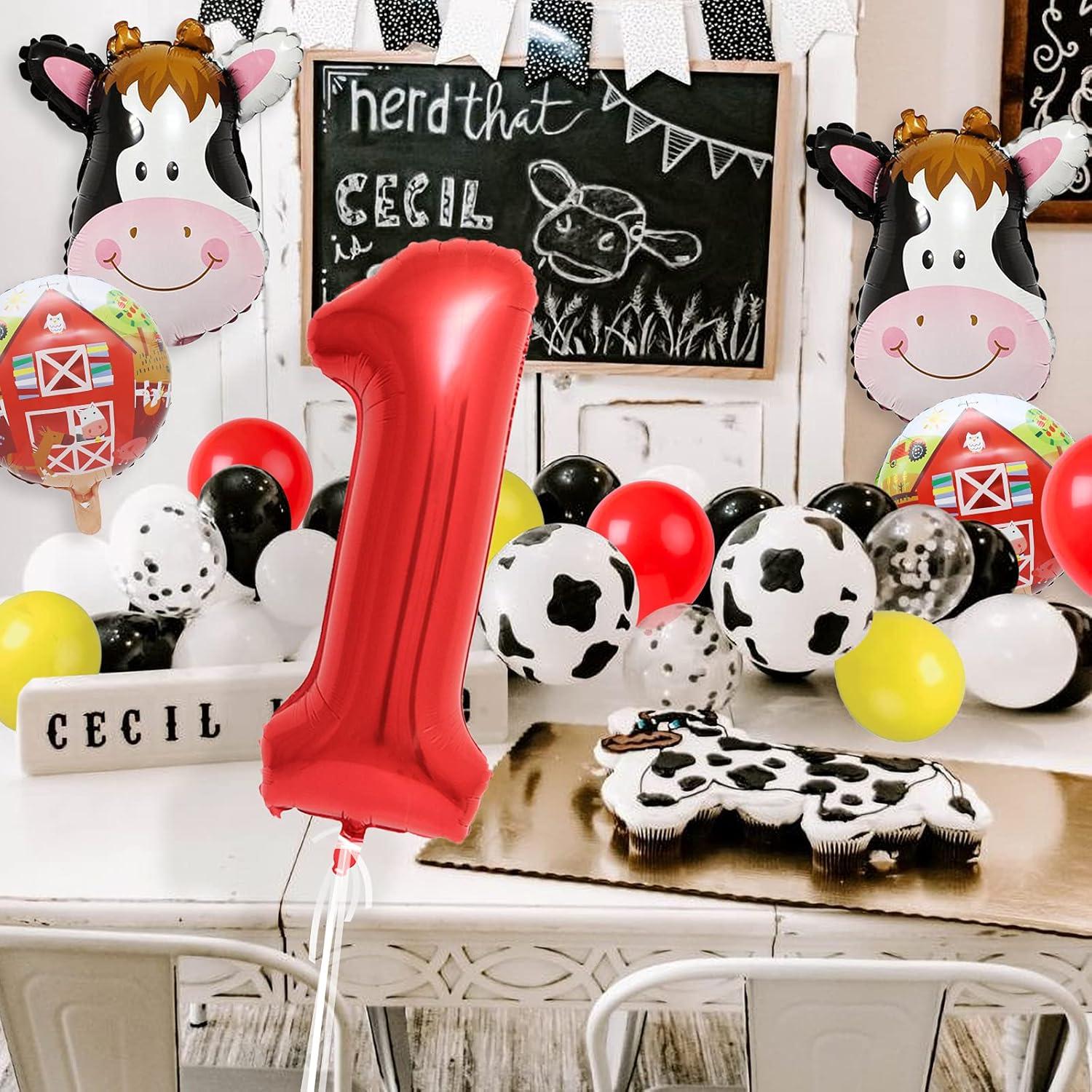 Globos de Vaca Flballoon para Fiesta de Cumpleaños 1 Año