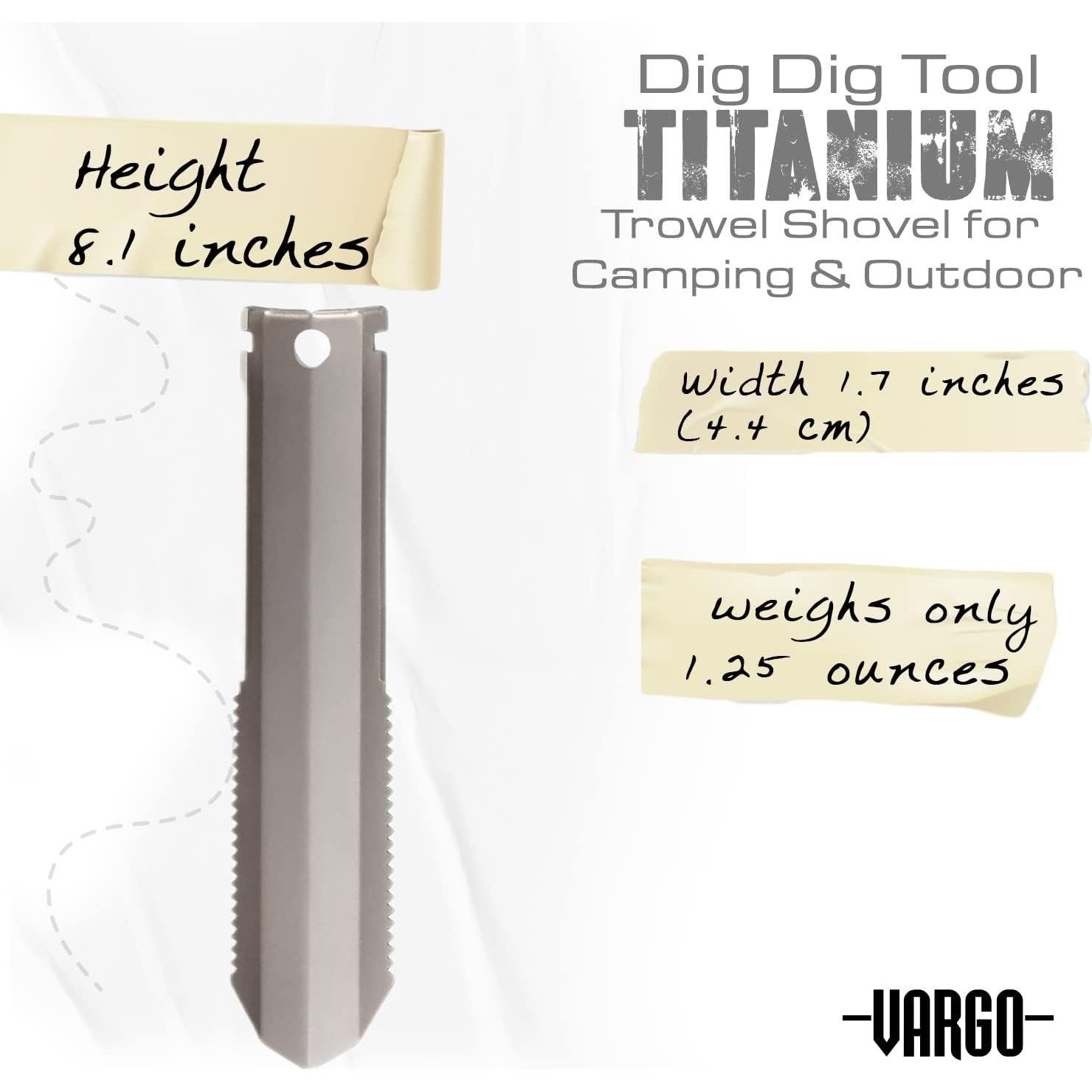 Pala Compacta Vargo VR471 de Titanio para Camping y Excursiones