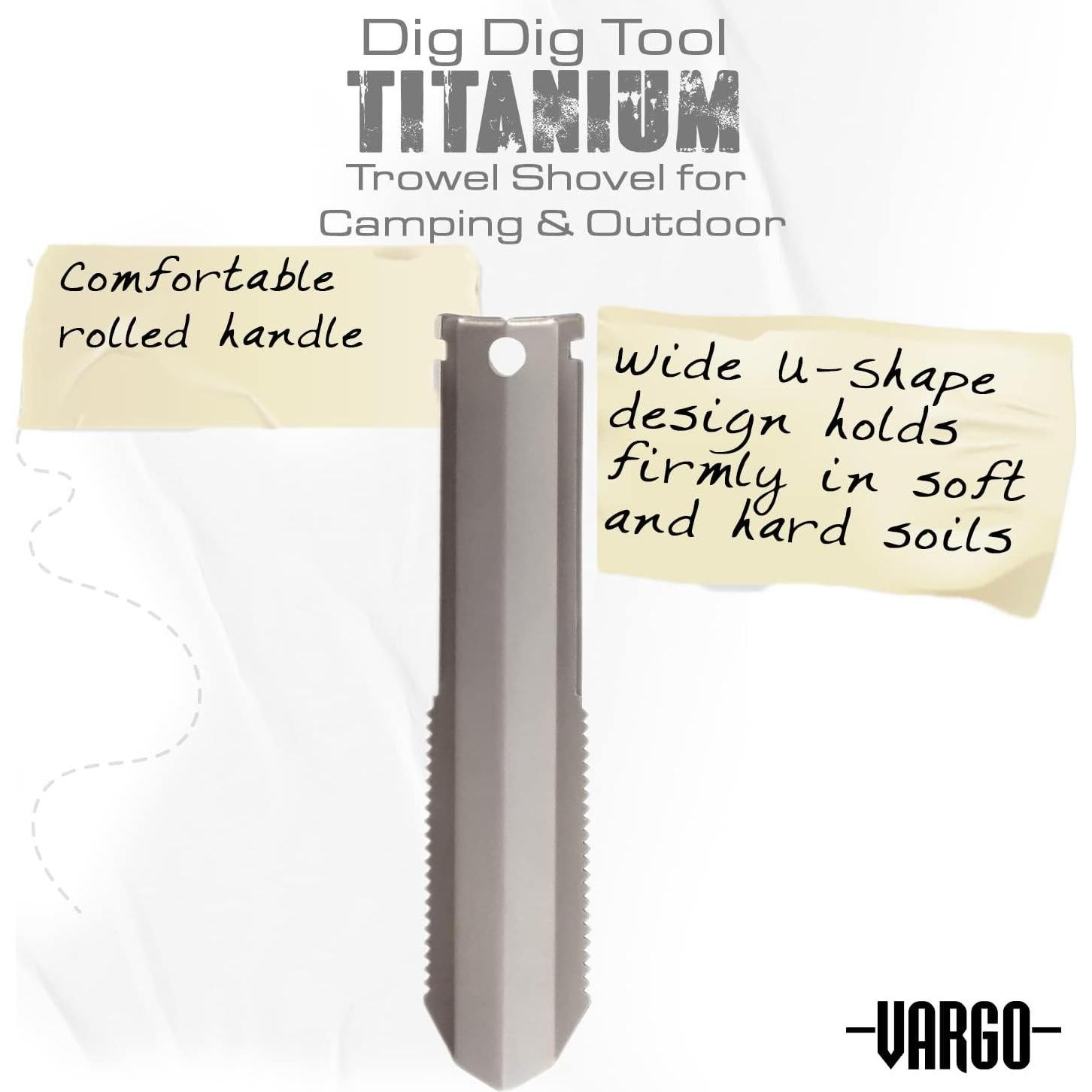 Pala Compacta Vargo VR471 de Titanio para Camping y Excursiones