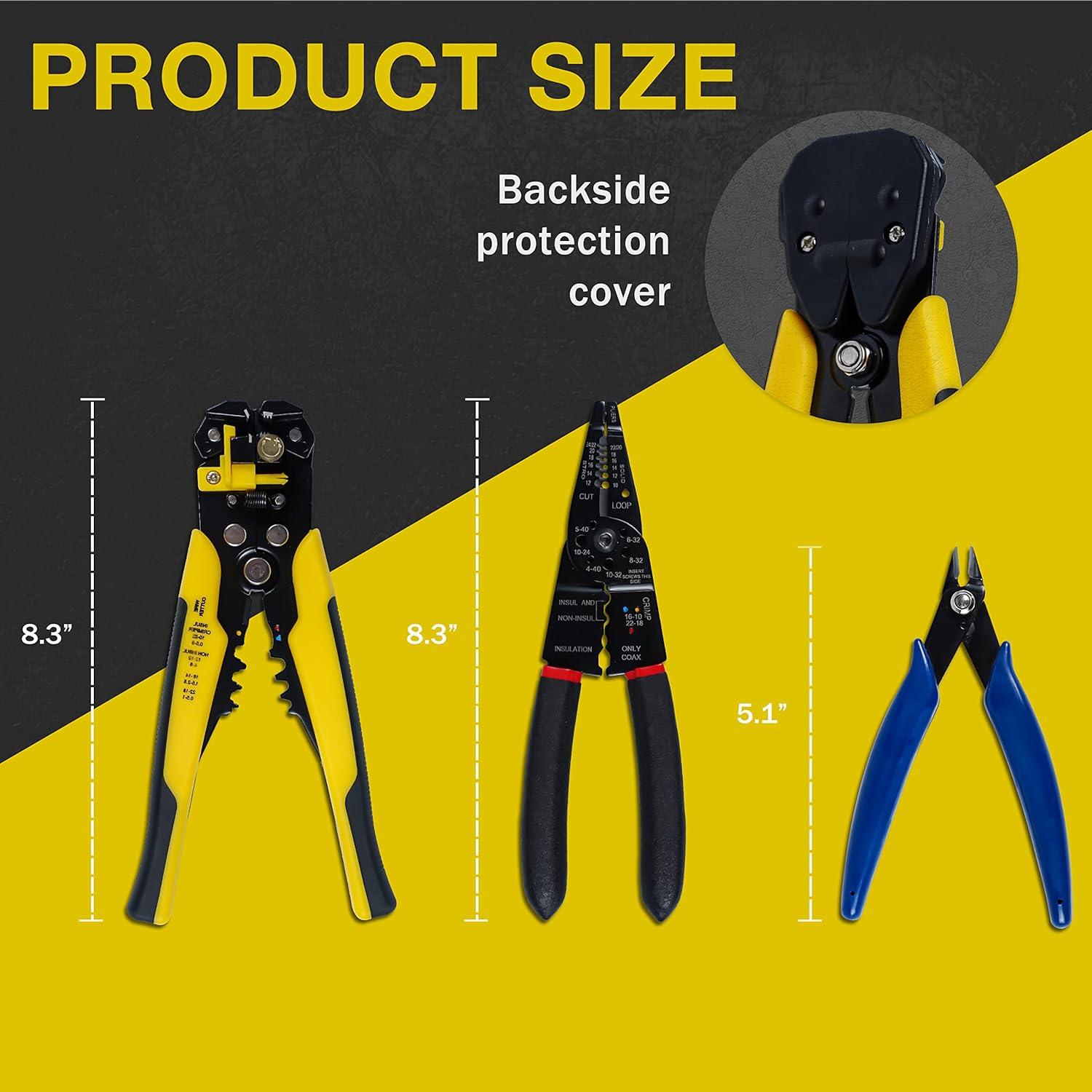 KOTTO Juego de Desforradores de Cables Eléctricos Automáticos - Herramienta de Corte y Crimpado