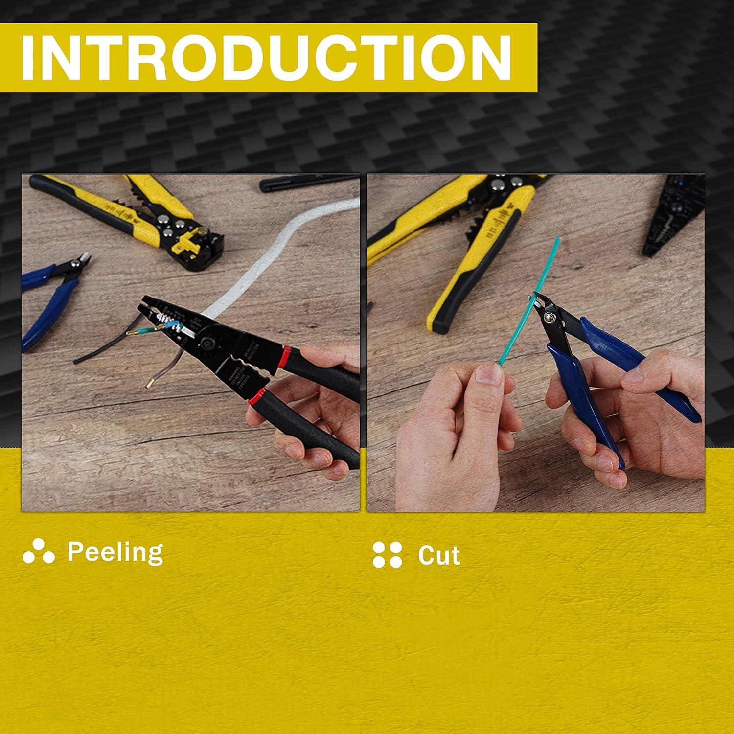 KOTTO Juego de Desforradores de Cables Eléctricos Automáticos - Herramienta de Corte y Crimpado