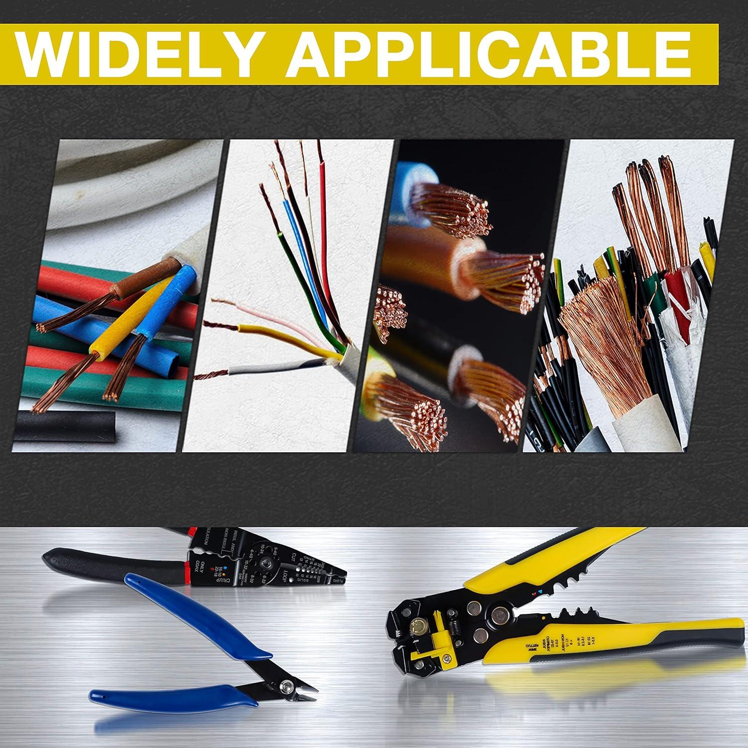KOTTO Juego de Desforradores de Cables Eléctricos Automáticos - Herramienta de Corte y Crimpado