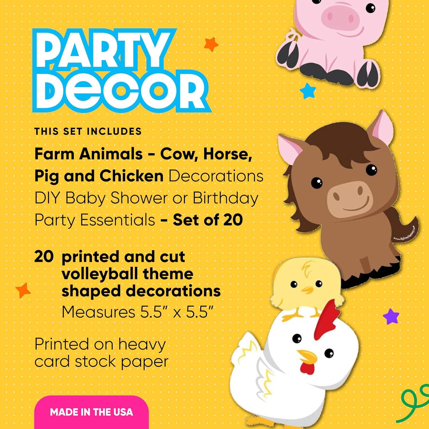 Decoraciones de Fiesta Animales de Granja Big Dot - Set 20 Piezas