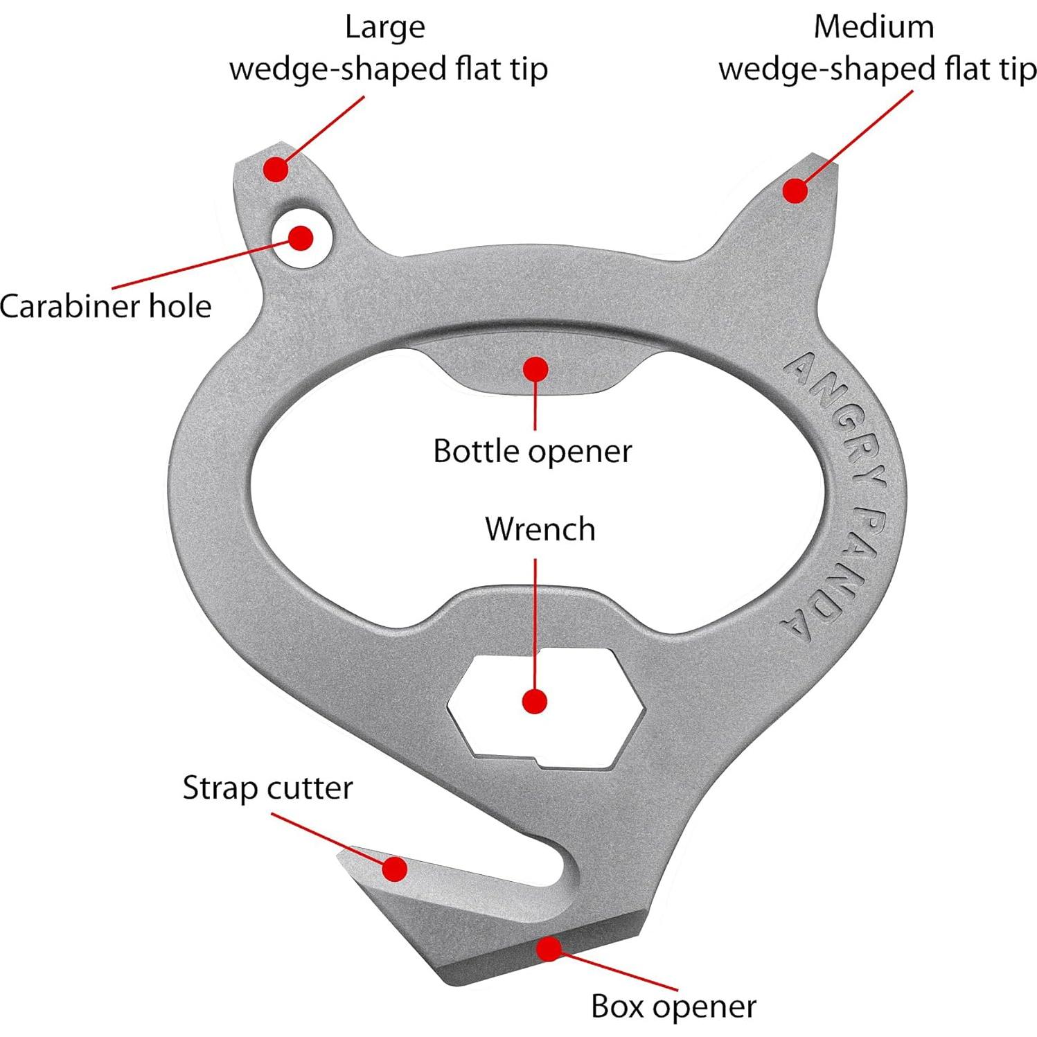 Multiherramienta de llavero 7 en 1 Angry Panda - Acero Inoxidable