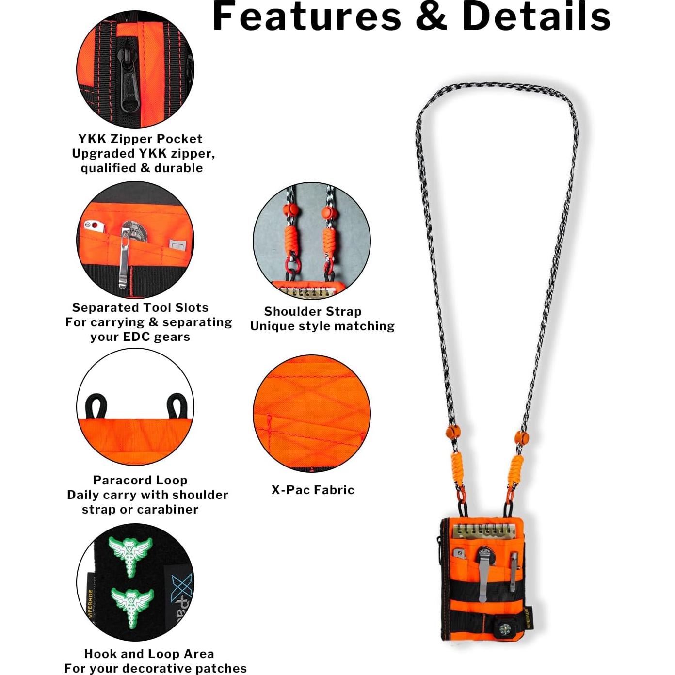 Pouch EDC VIPERADE VE16R con Correa, 2 Bolsillos, X-Pac Naranja