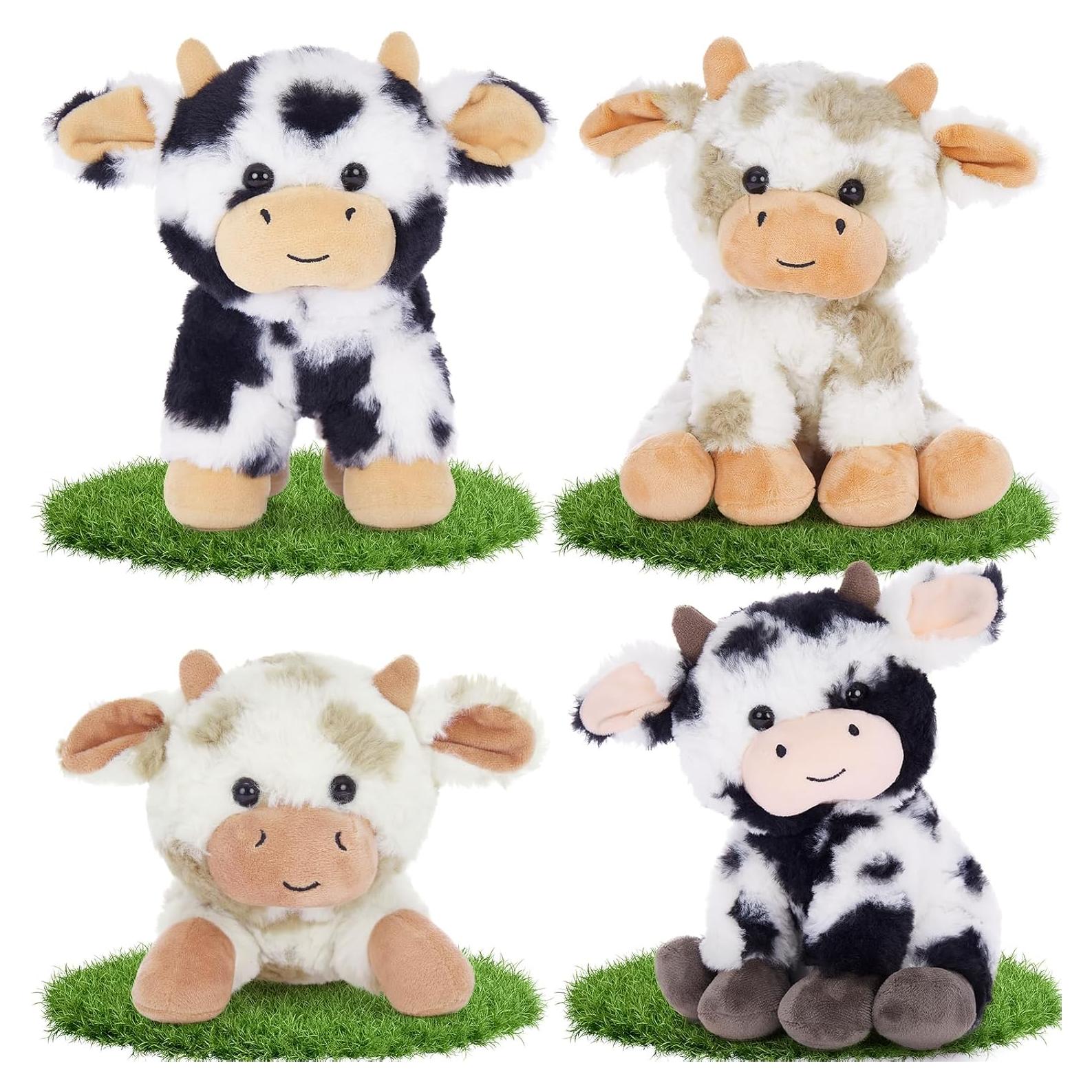 Tezituor 4 Pcs Juguetes de Peluche de Vaca 22 cm Suaves