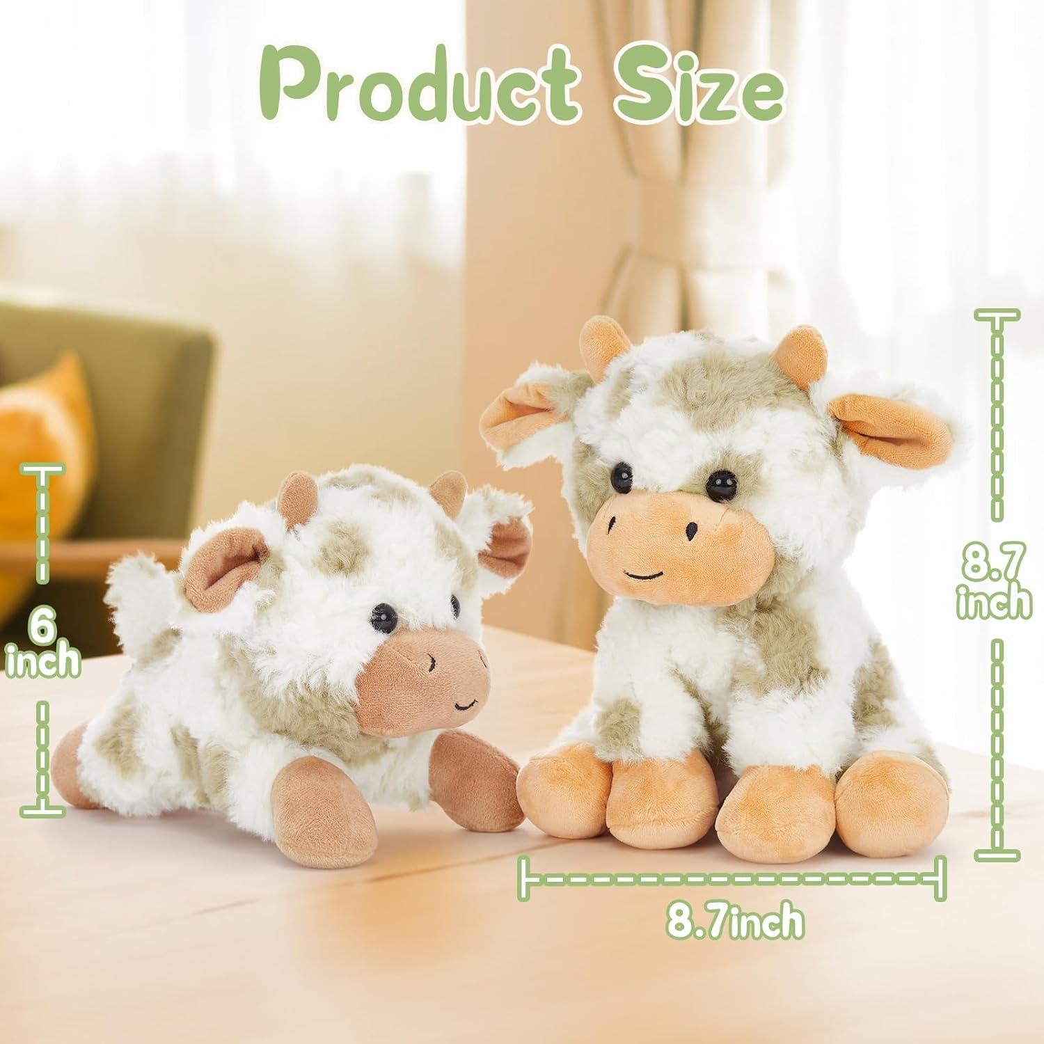 Tezituor 4 Pcs Juguetes de Peluche de Vaca 22 cm Suaves