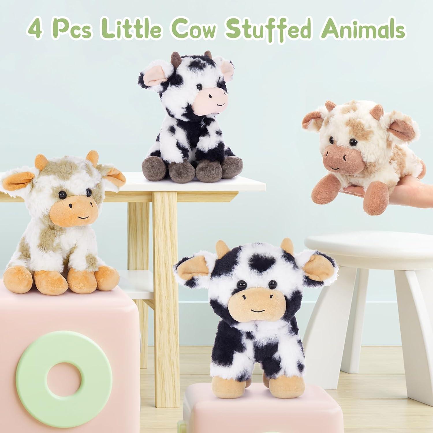 Tezituor 4 Pcs Juguetes de Peluche de Vaca 22 cm Suaves