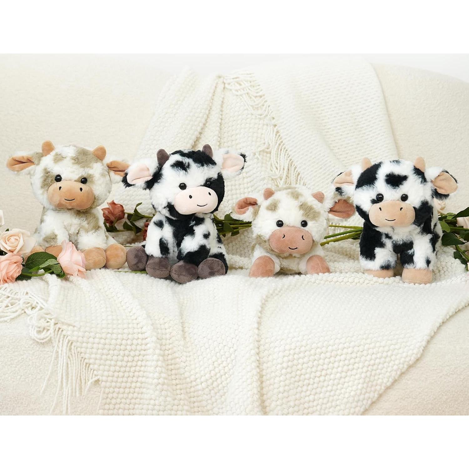 Tezituor 4 Pcs Juguetes de Peluche de Vaca 22 cm Suaves