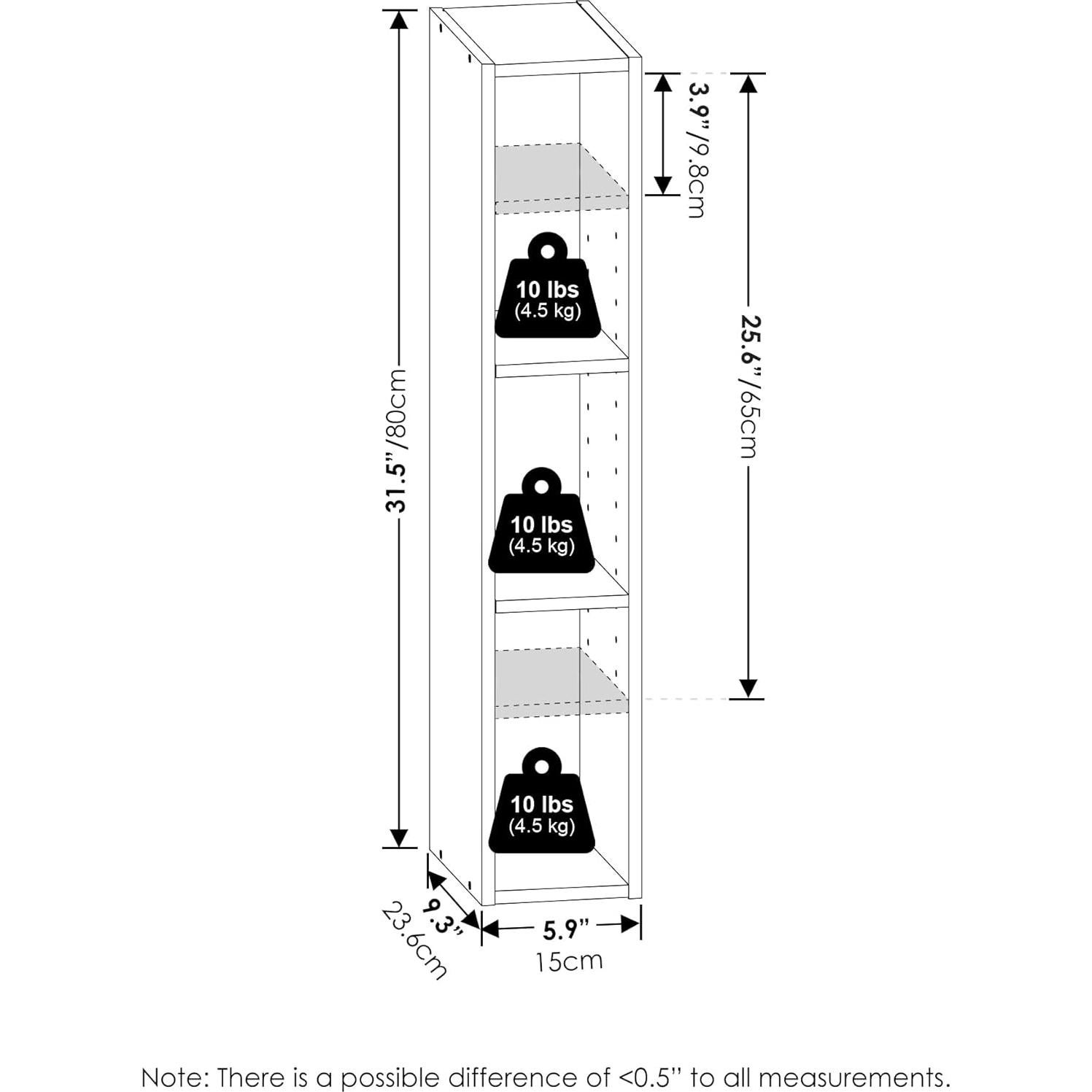 Estantería Furinno Fulda 3 Niveles Madera Negra 80 cm