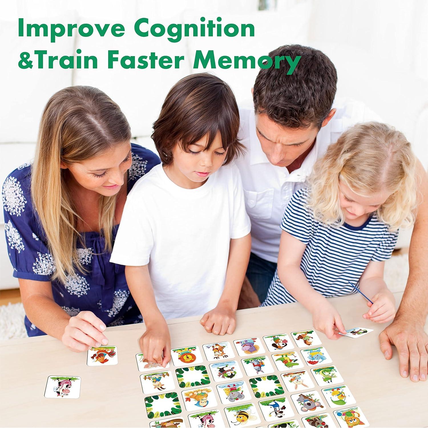 Juego de Memoria Hebayy 72 Tarjetas Animales Educativas