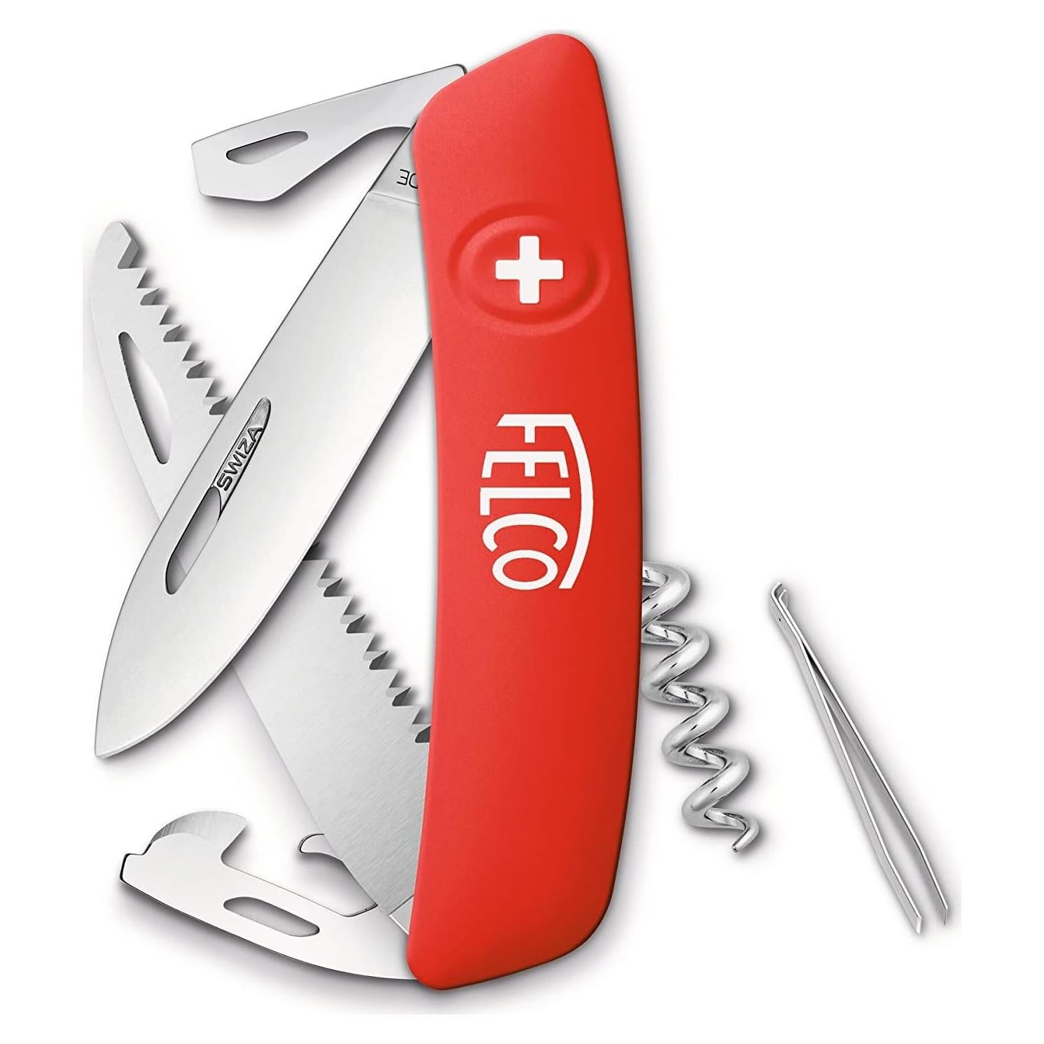 Cuchillo de bolsillo FELCO 505 - Multiusos, 10 funciones, Rojo