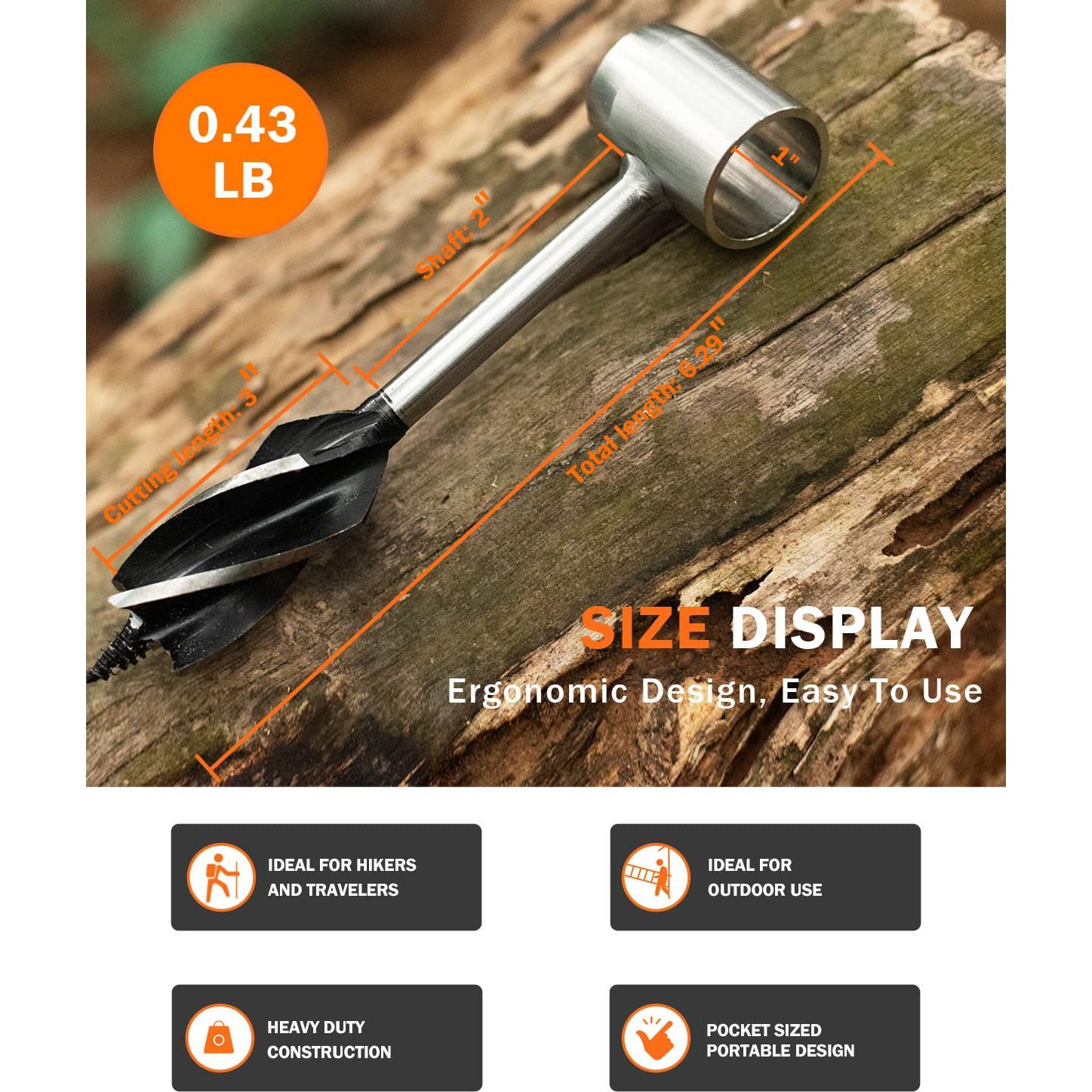 Llave de Auger Manual Burtok 17cm con Funda de Cuero