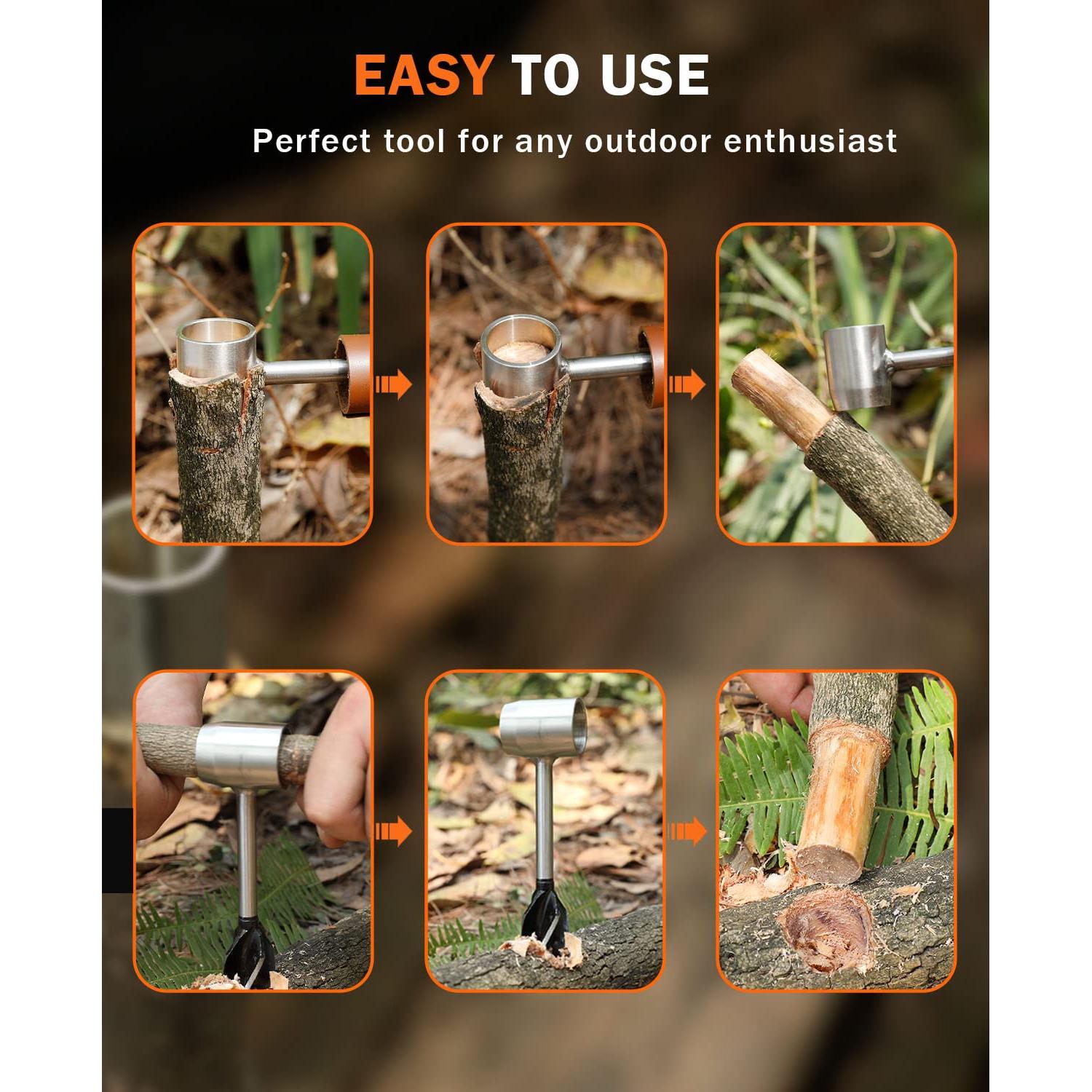 Llave de Auger Manual Burtok 17cm con Funda de Cuero