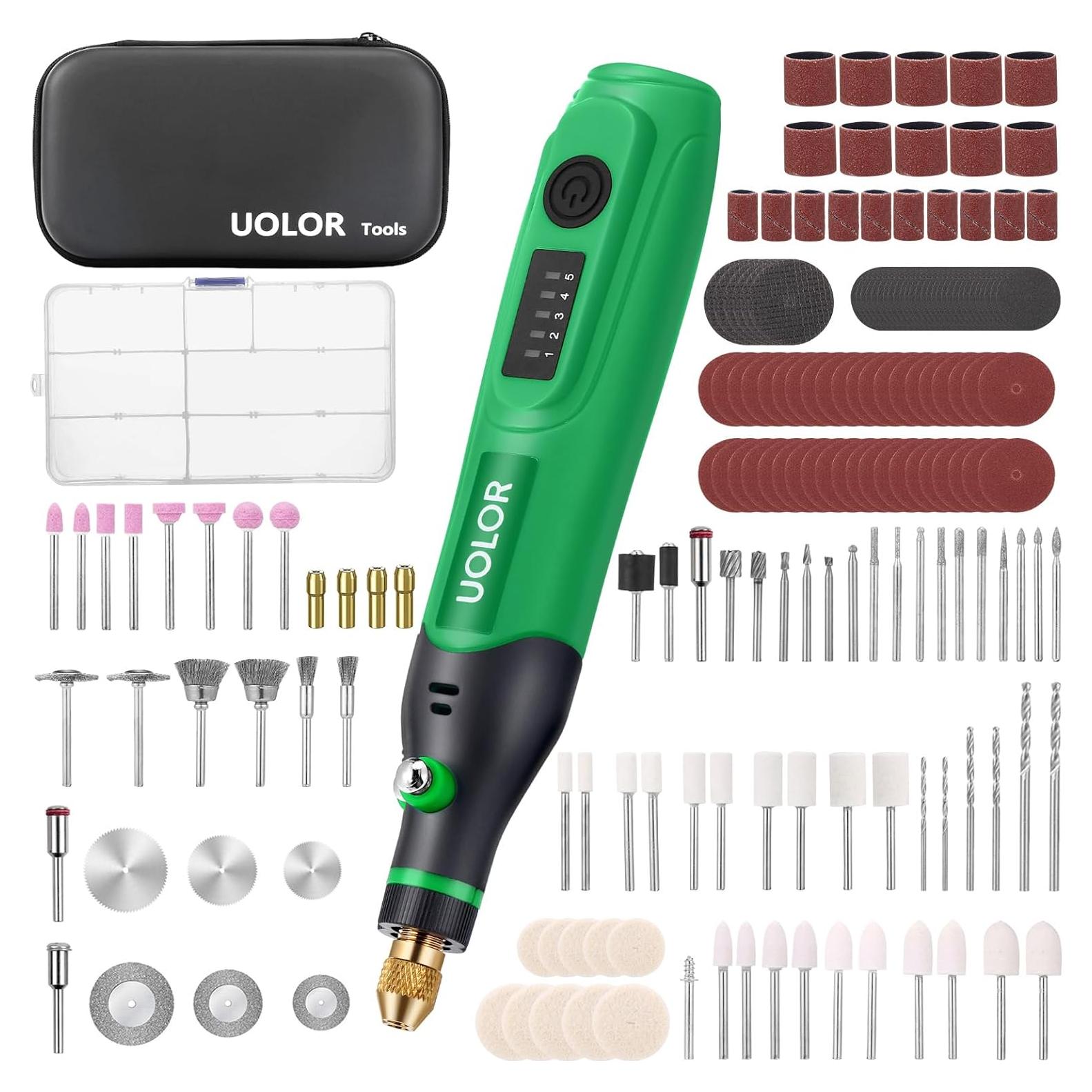 Mini Herramienta Rotativa Inalámbrica Uolor UH071 con 158 Accesorios