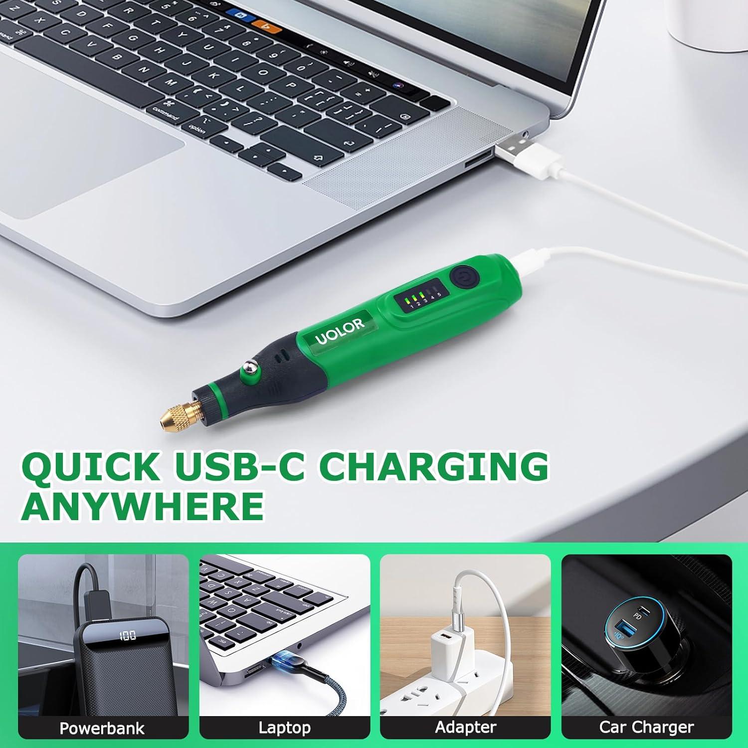 Mini Herramienta Rotativa Inalámbrica Uolor UH071 con 158 Accesorios