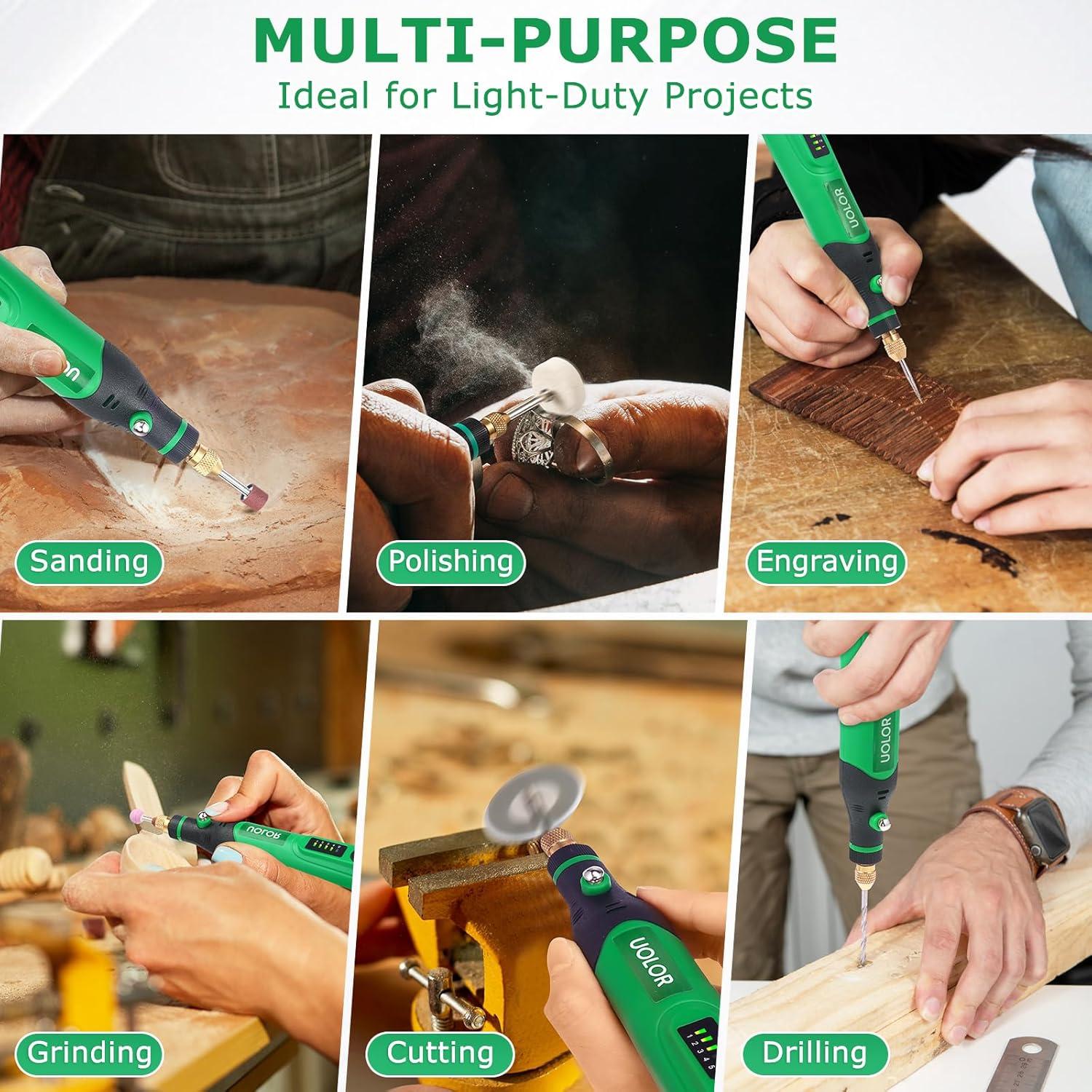 Mini Herramienta Rotativa Inalámbrica Uolor UH071 con 158 Accesorios