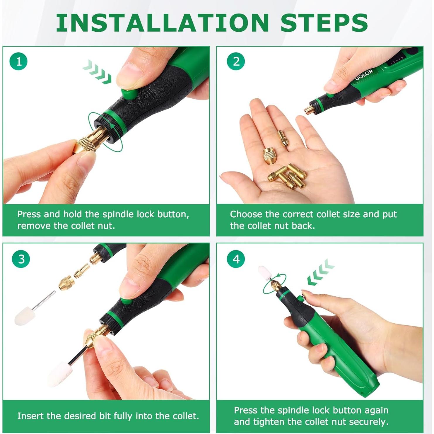 Mini Herramienta Rotativa Inalámbrica Uolor UH071 con 158 Accesorios