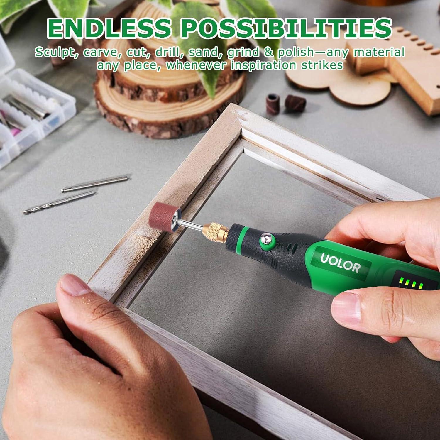 Mini Herramienta Rotativa Inalámbrica Uolor UH071 con 158 Accesorios