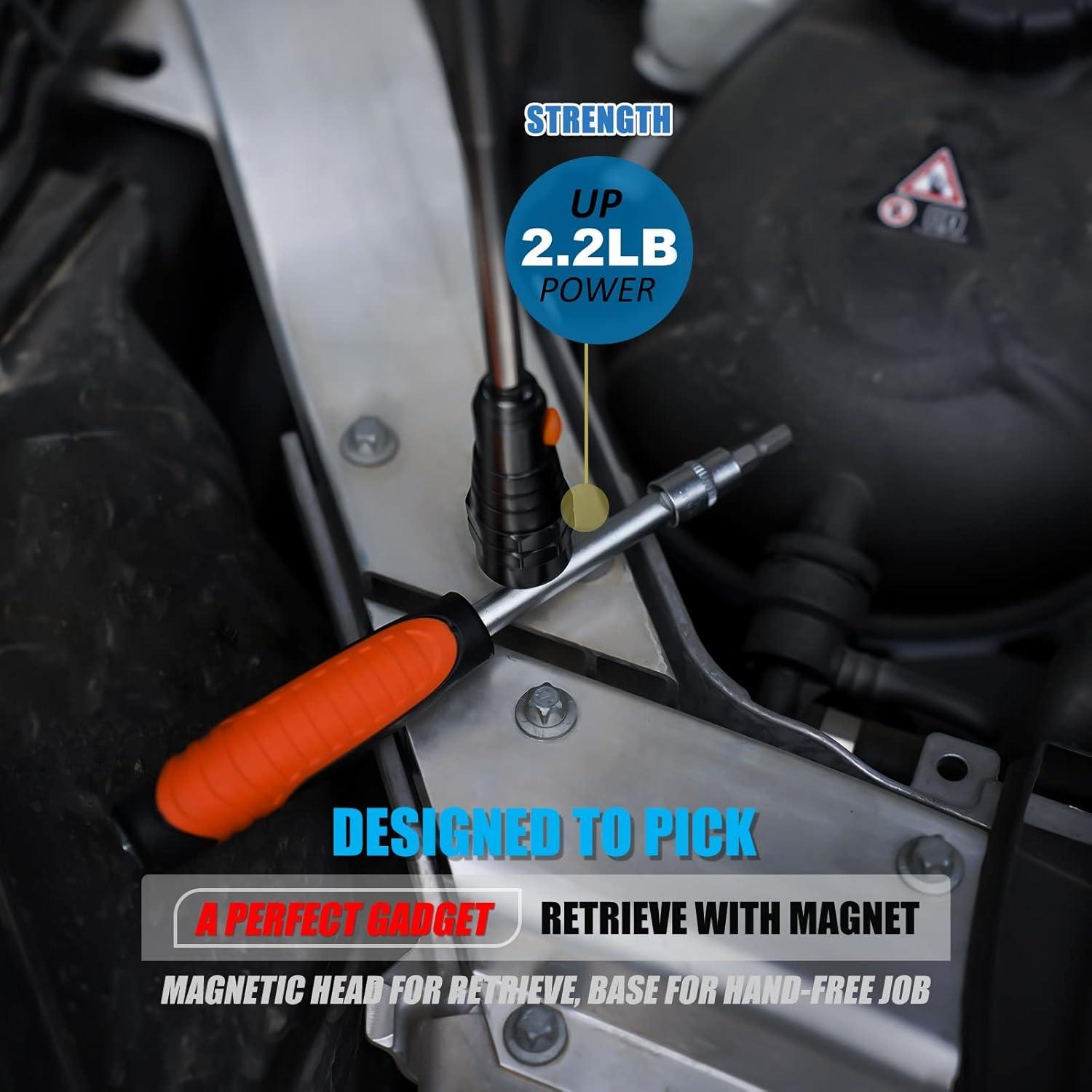 Linterna Magnética Extensible 2 en 1 con LED y Destornillador