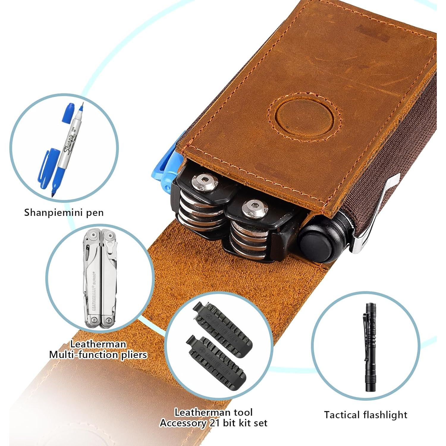 Funda de Cuero para Multiherramienta HERSENT con Cierre Magnético