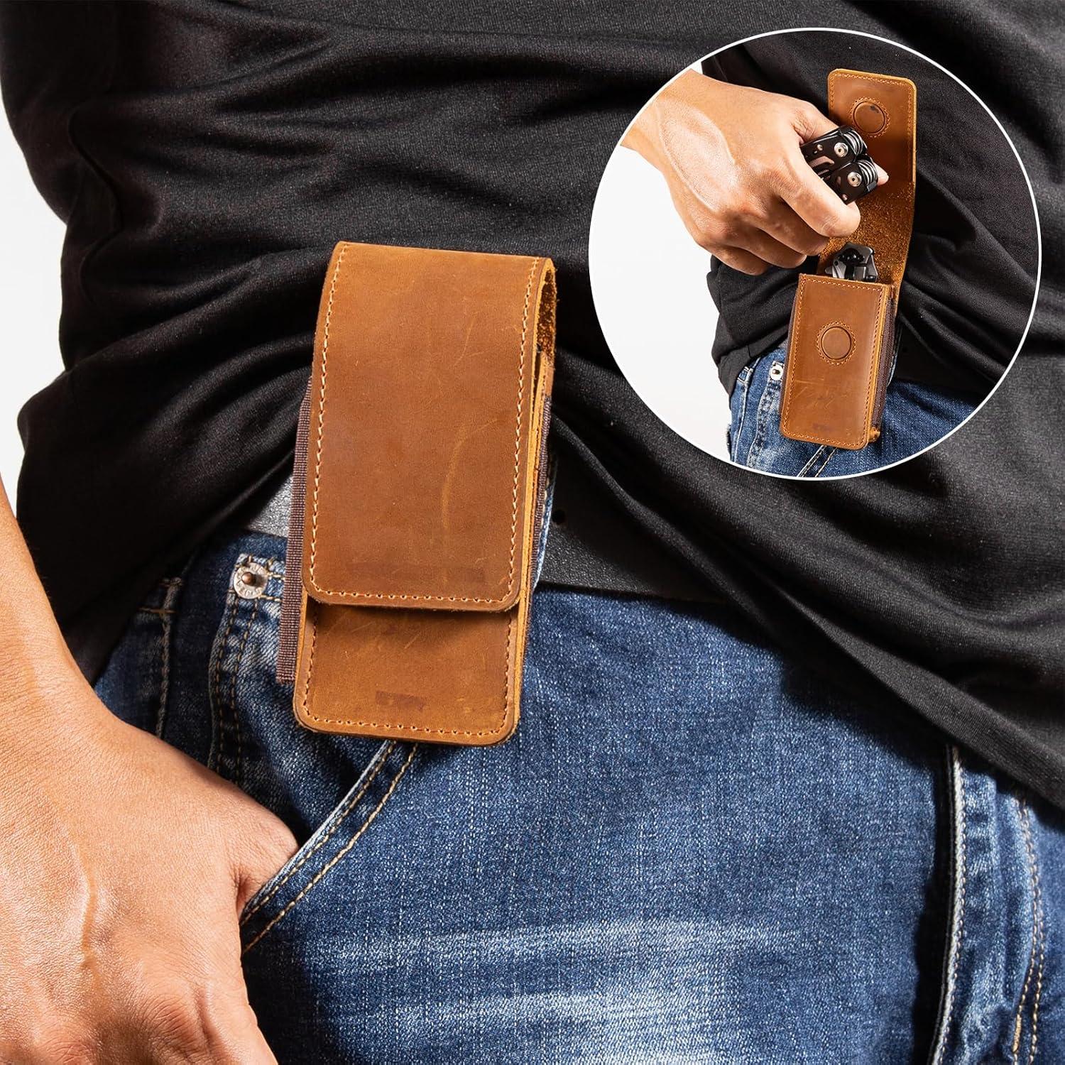 Funda de Cuero para Multiherramienta HERSENT con Cierre Magnético