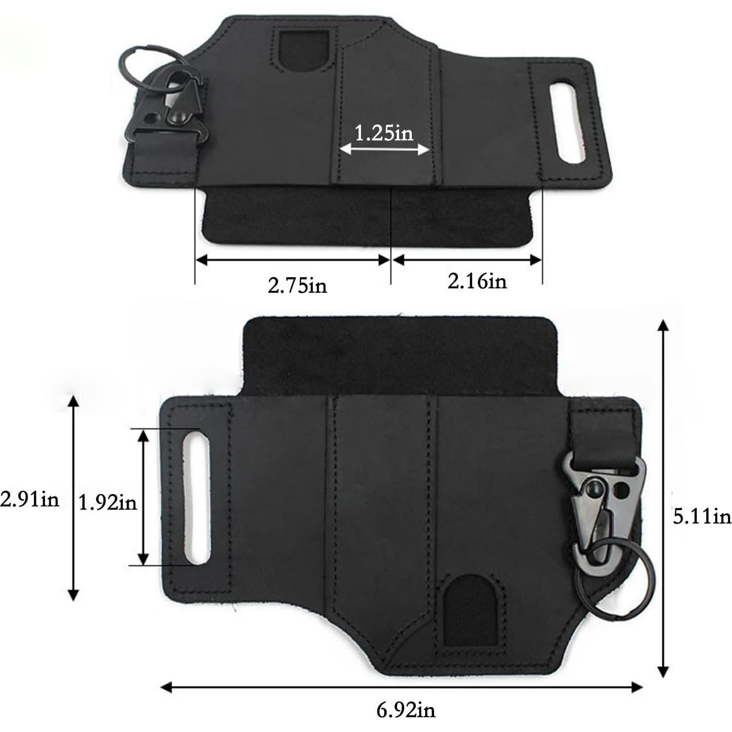 Funda Multiherramienta de Cuero Genérico - 2 Pcs EDC Negro