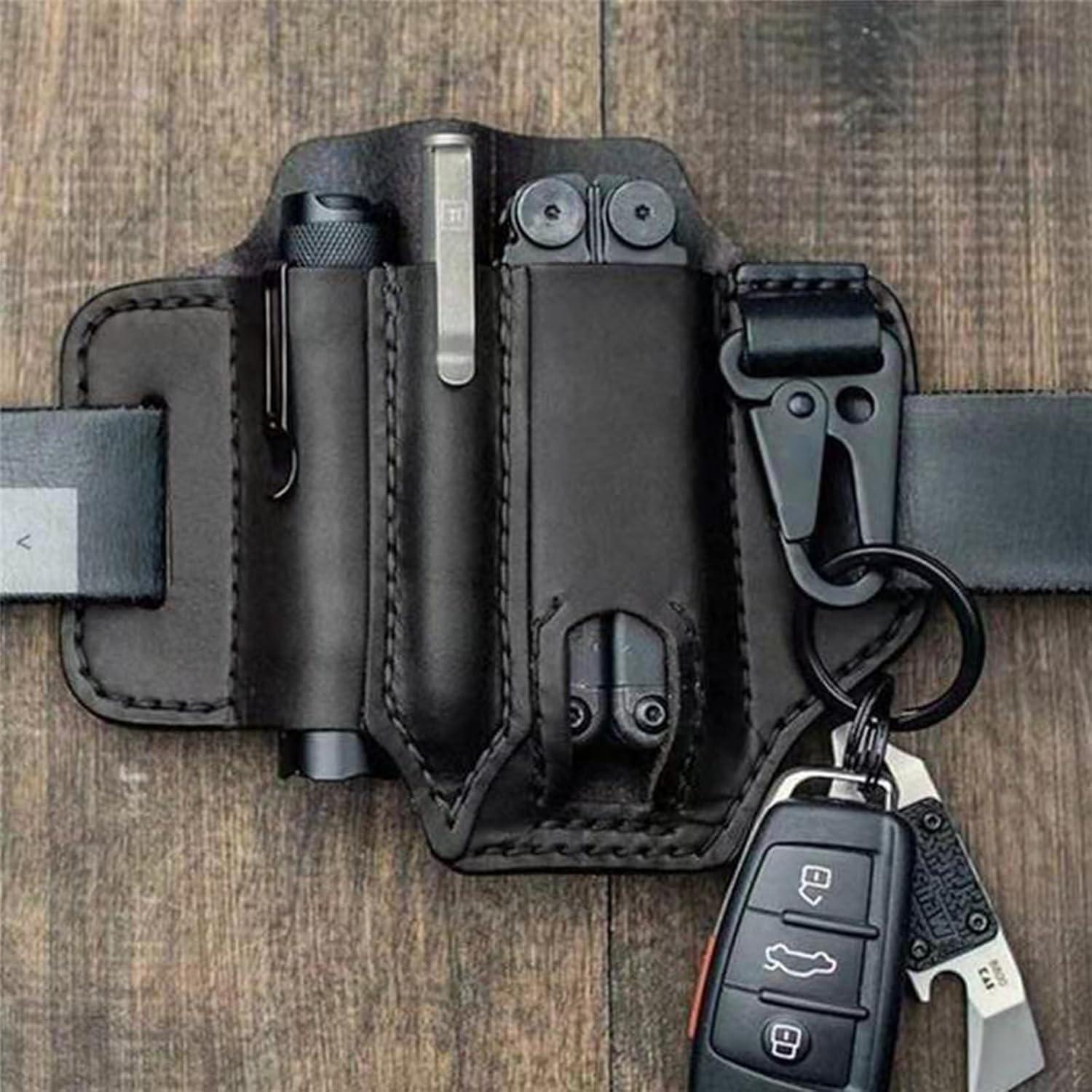 Funda Multiherramienta de Cuero Genérico - 2 Pcs EDC Negro