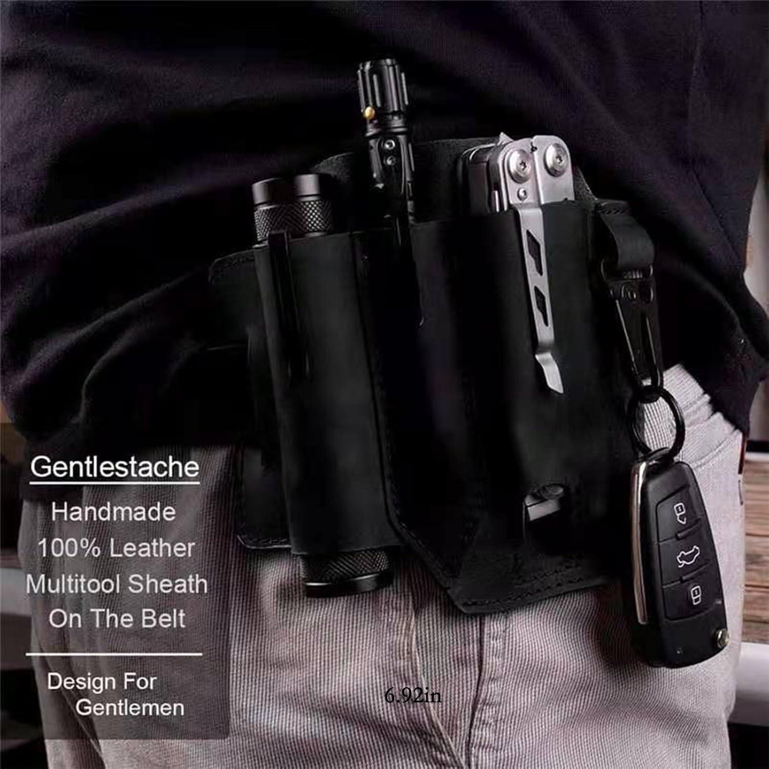 Funda Multiherramienta de Cuero Genérico - 2 Pcs EDC Negro