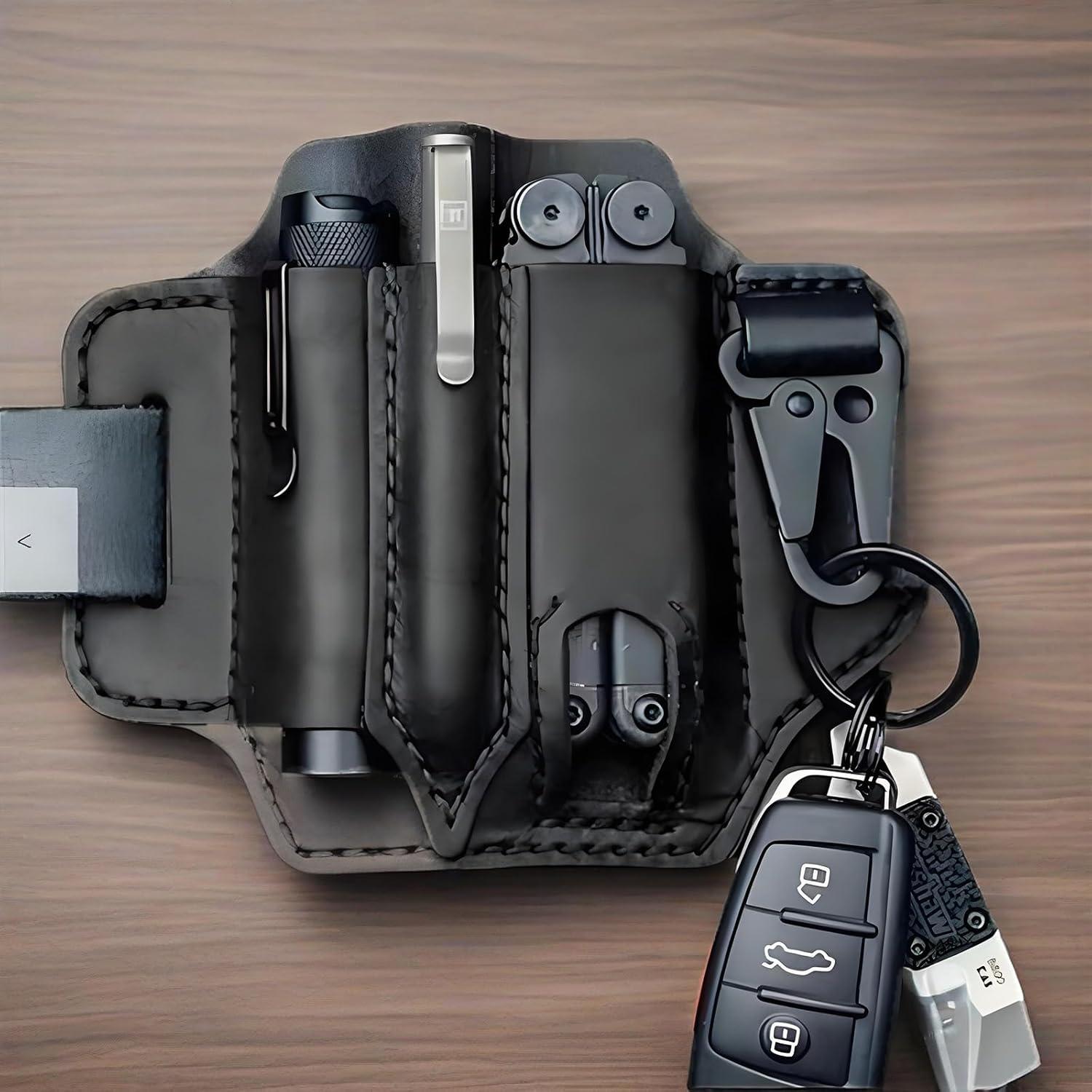 Funda Multiherramienta de Cuero Genérico - 2 Pcs EDC Negro