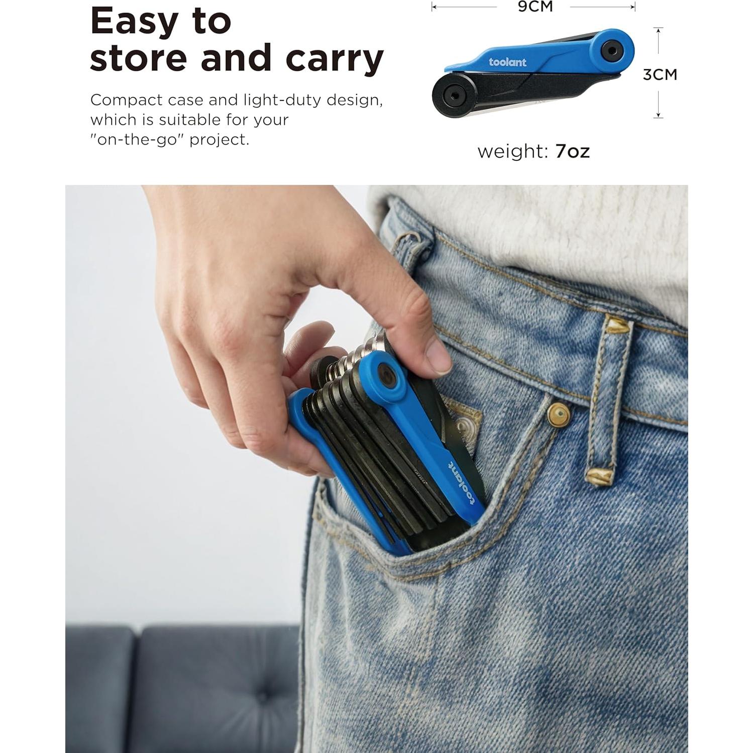 Juego de Llaves Allen Plegables Kraftek 14PCS Métricas y SAE