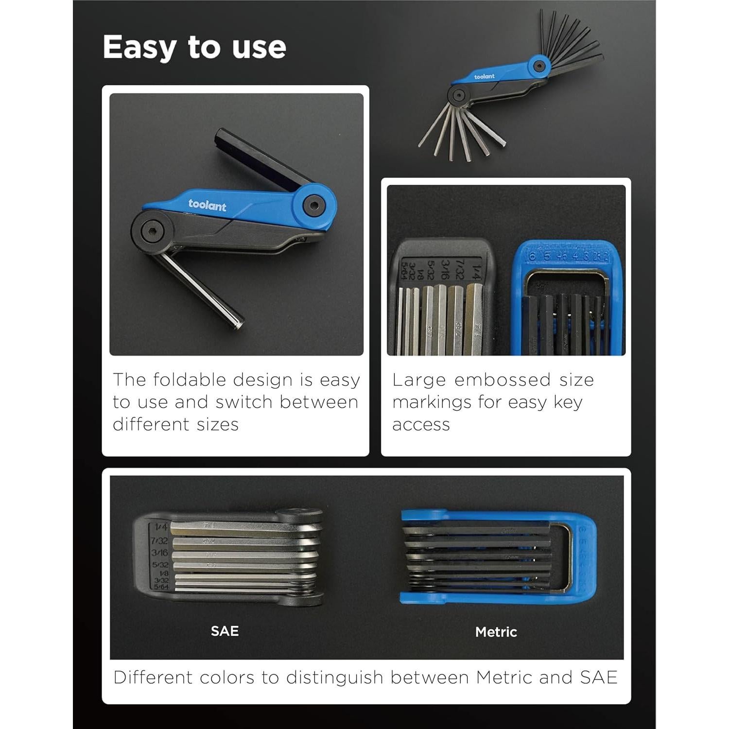 Juego de Llaves Allen Plegables Kraftek 14PCS Métricas y SAE