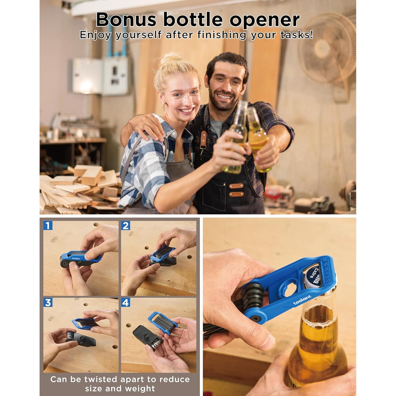 Juego de Llaves Allen Plegables Kraftek 14PCS Métricas y SAE