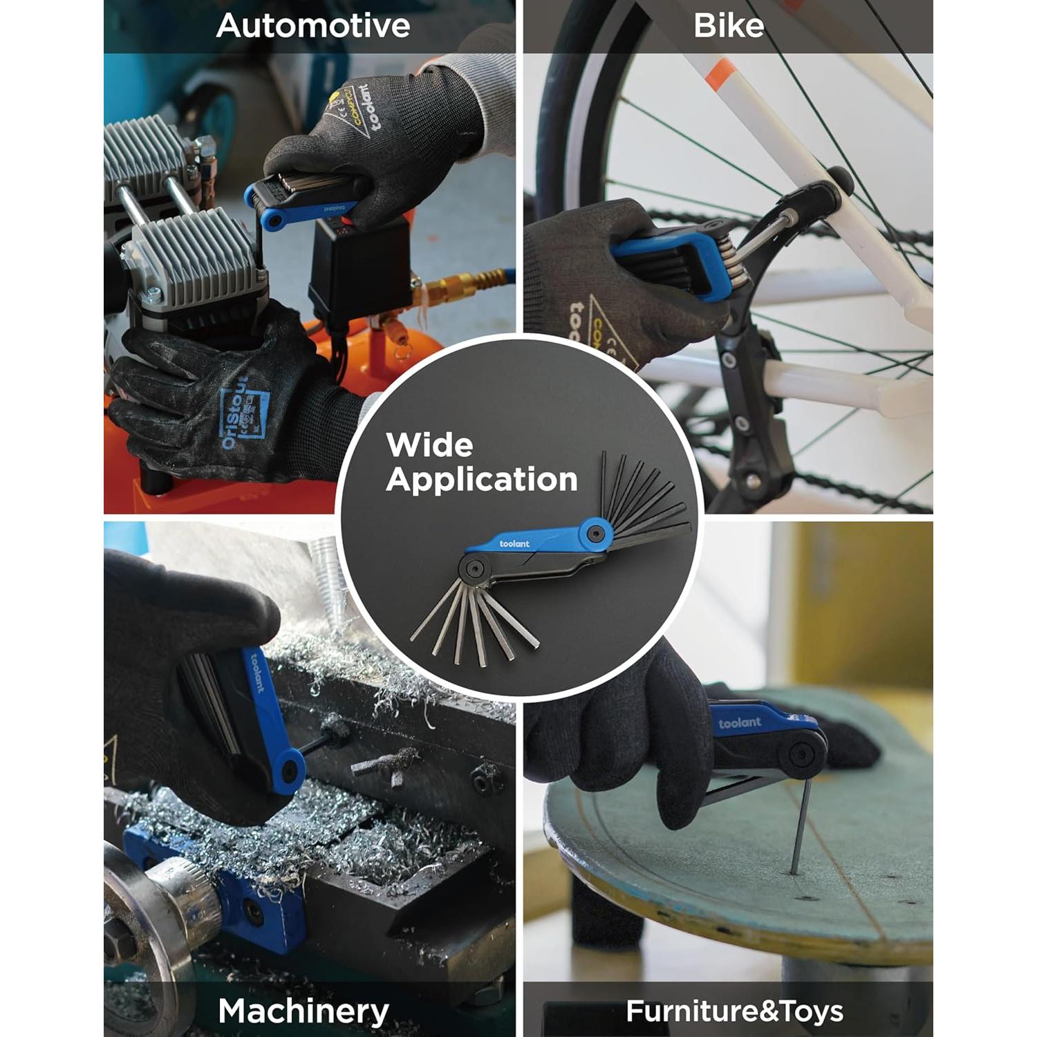 Juego de Llaves Allen Plegables Kraftek 14PCS Métricas y SAE