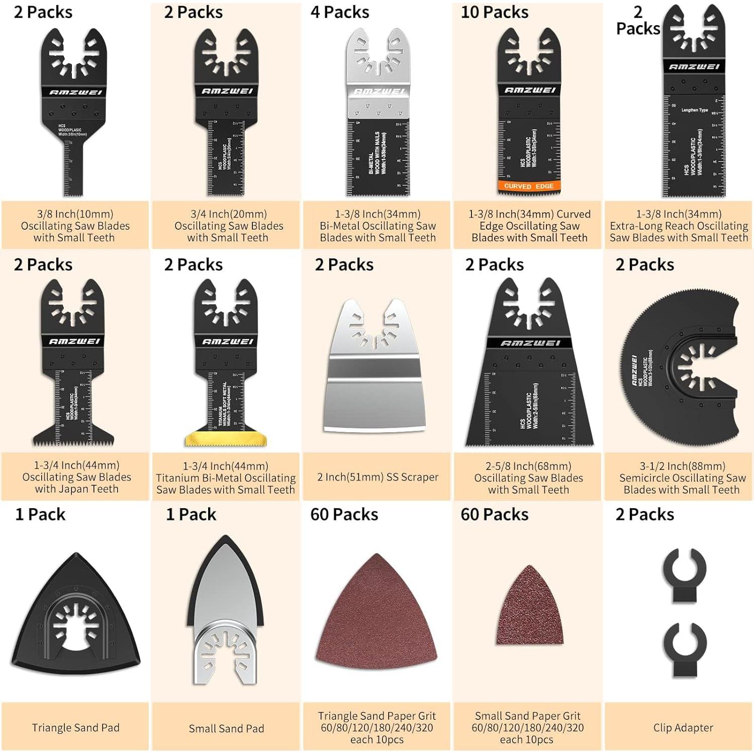 Kit de Cuchillas Oscilantes 154PCS + 50PCS Titanio HCS