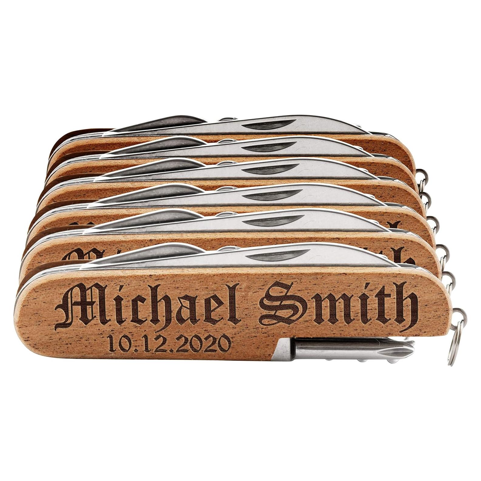 Juego de 6 Cuchillos de Bolsillo Personalizados Be Burgundy