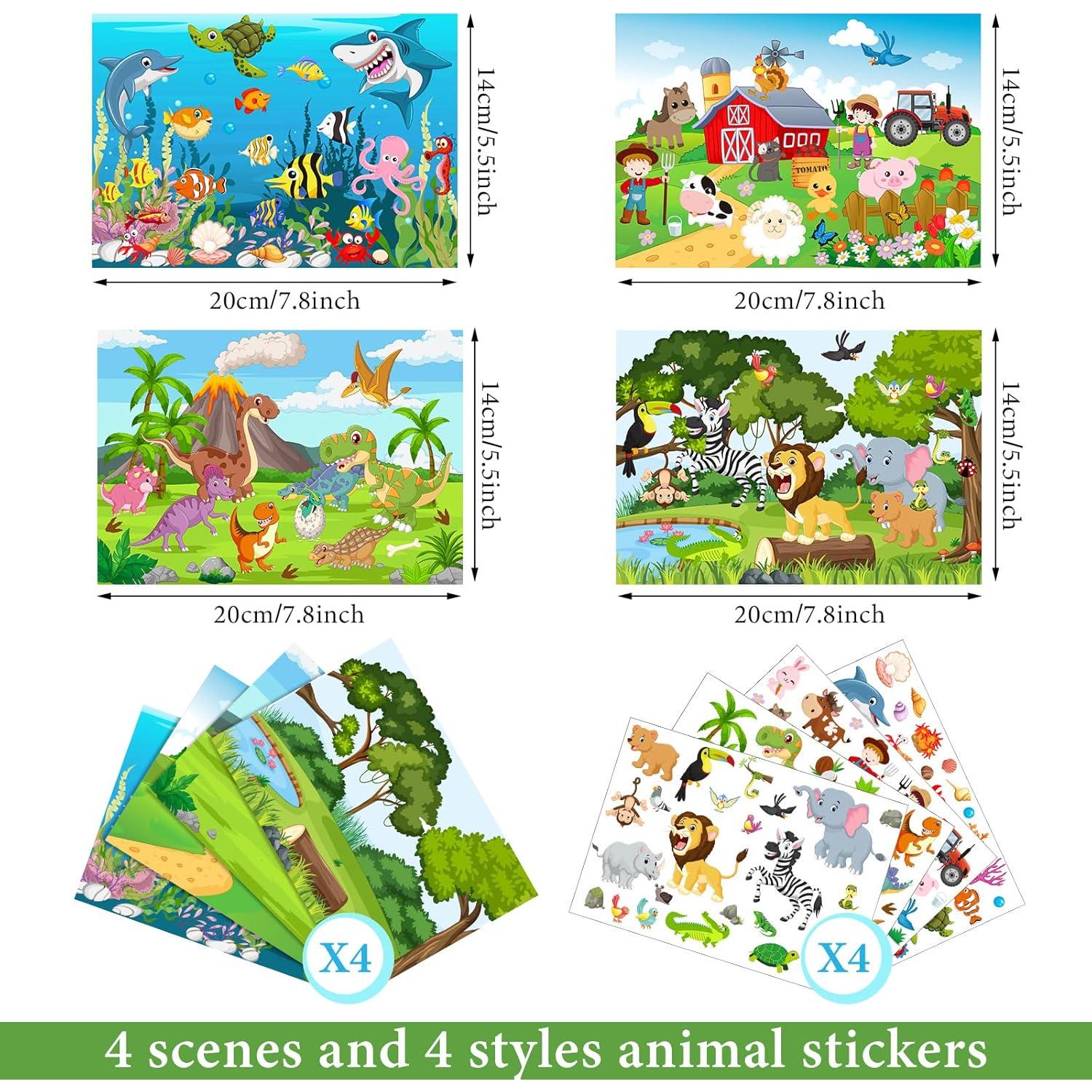 Spakon Stickers de Animales 32 Hojas para Niños DIY