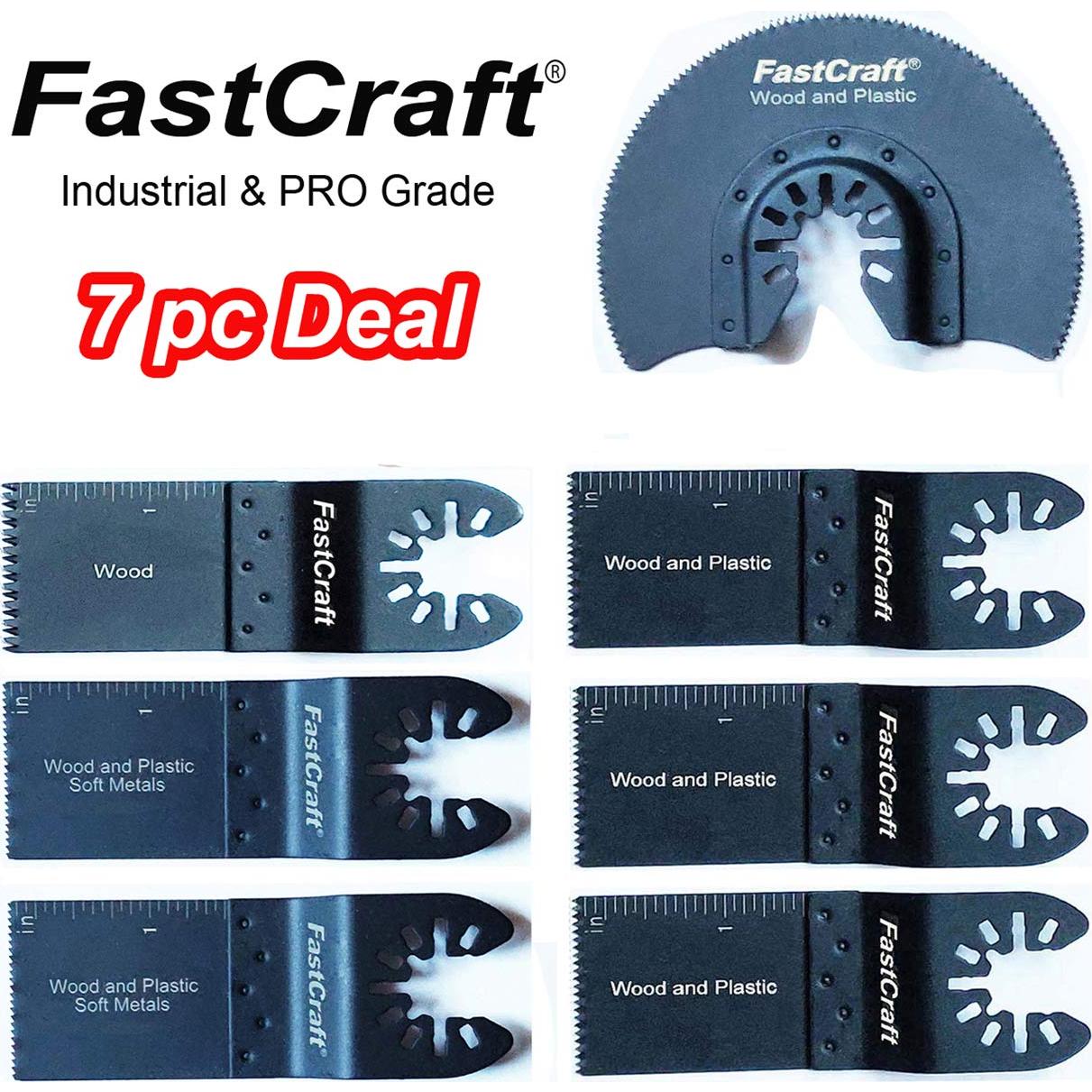 Cuchillas de Herramienta Oscilante FastCraft 7 Piezas Bi-Metal y HCS