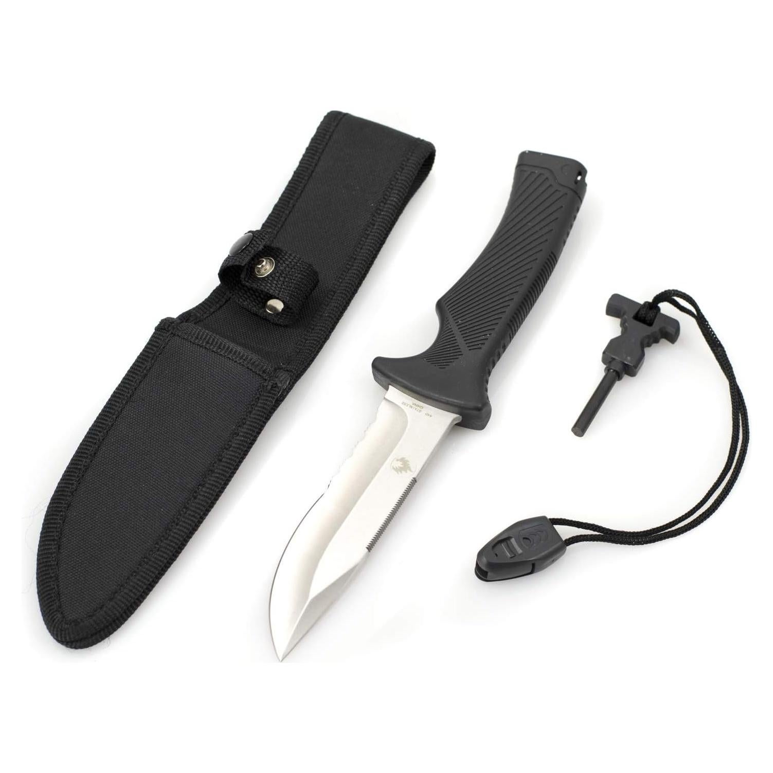 Cuchillo de Camping ASR Outdoor 3 en 1 con Encendedor y Silbato