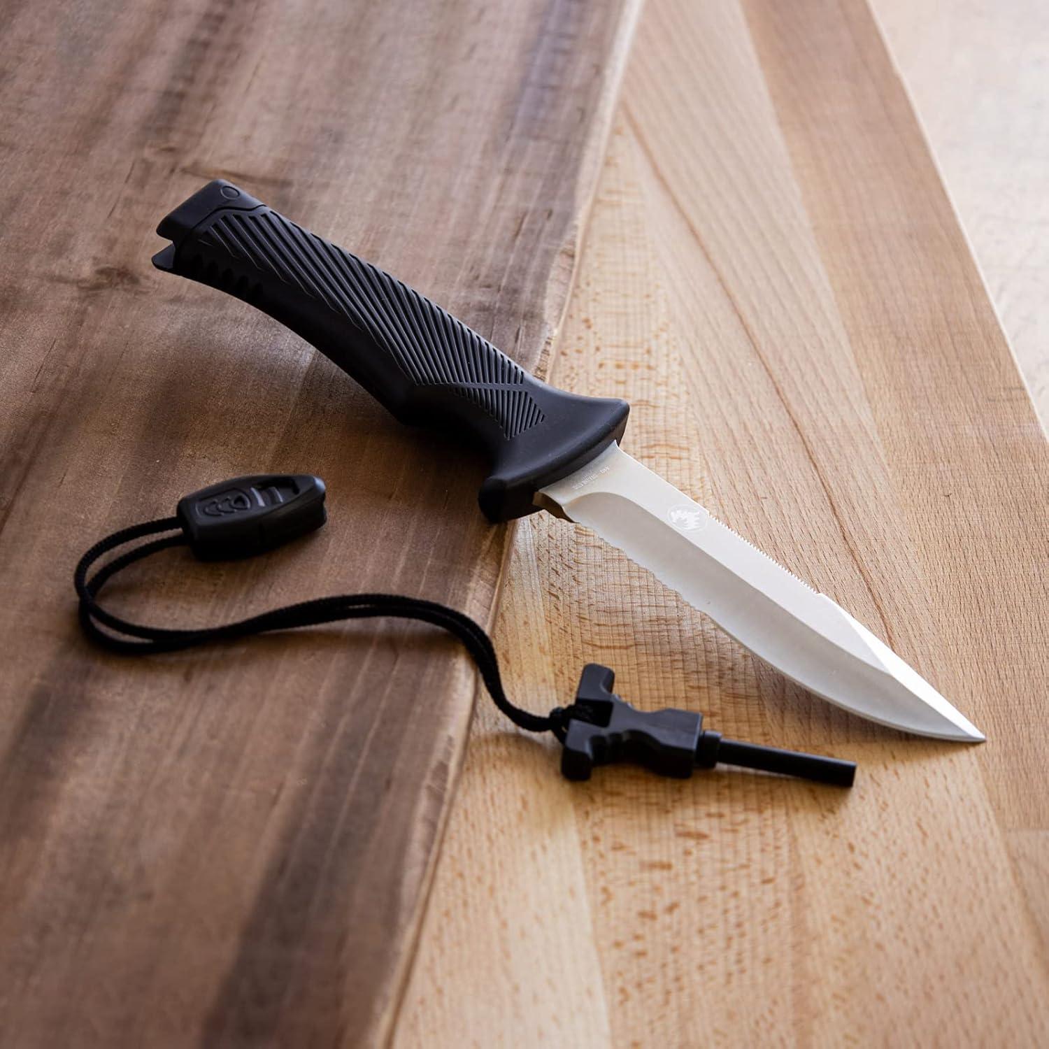 Cuchillo de Camping ASR Outdoor 3 en 1 con Encendedor y Silbato