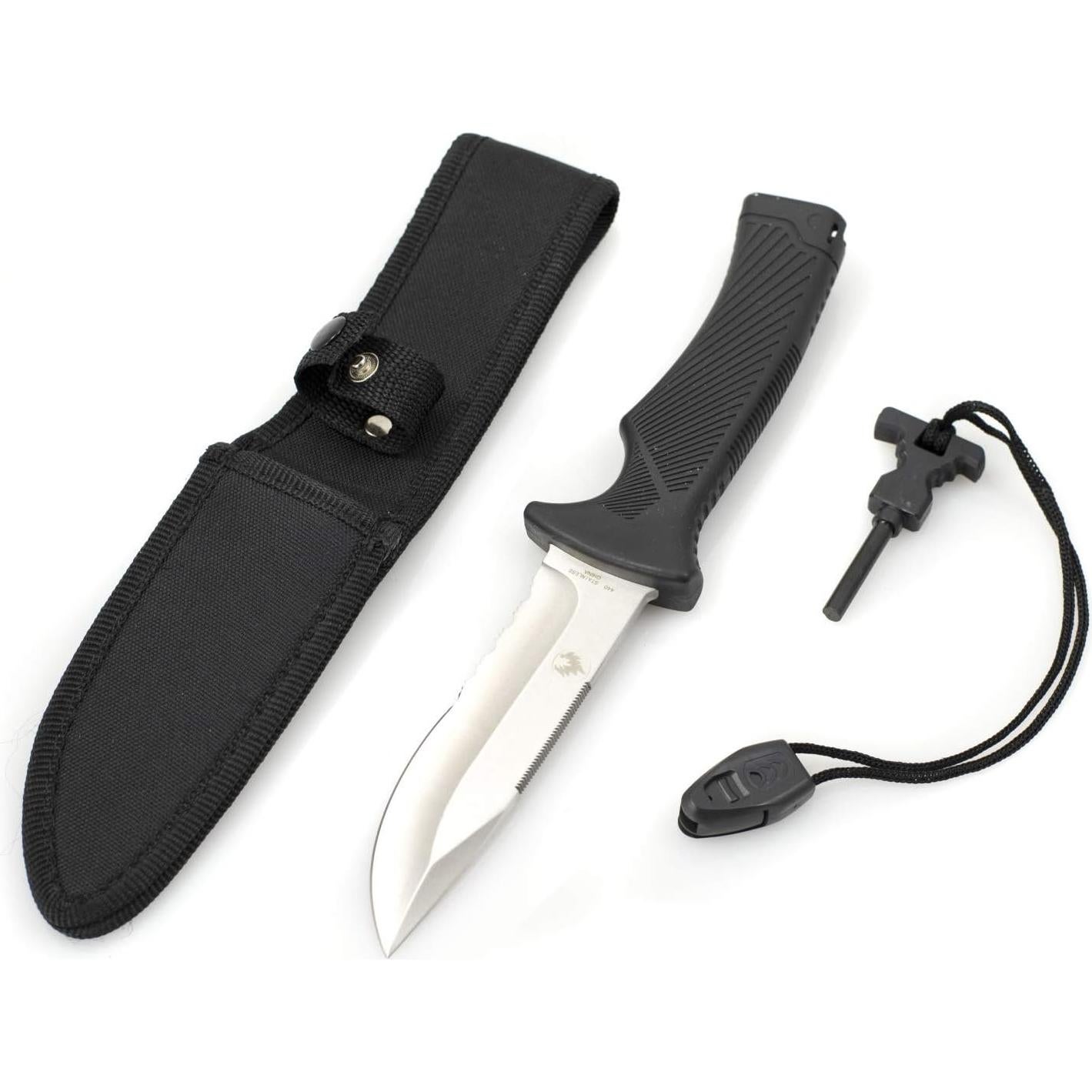 Cuchillo de Camping ASR Outdoor 3 en 1 con Encendedor y Silbato