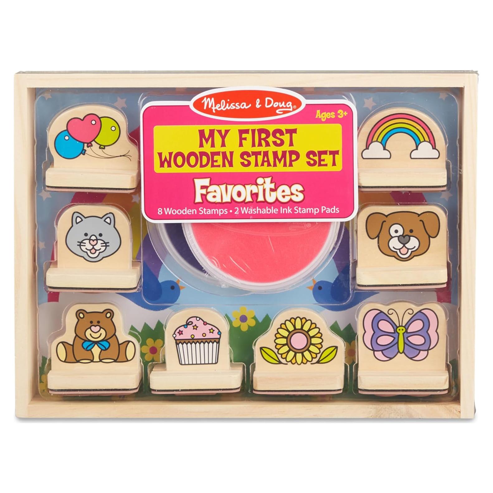 Juego de Sellos de Madera Melissa & Doug 8 Sellos y 2 Tintas